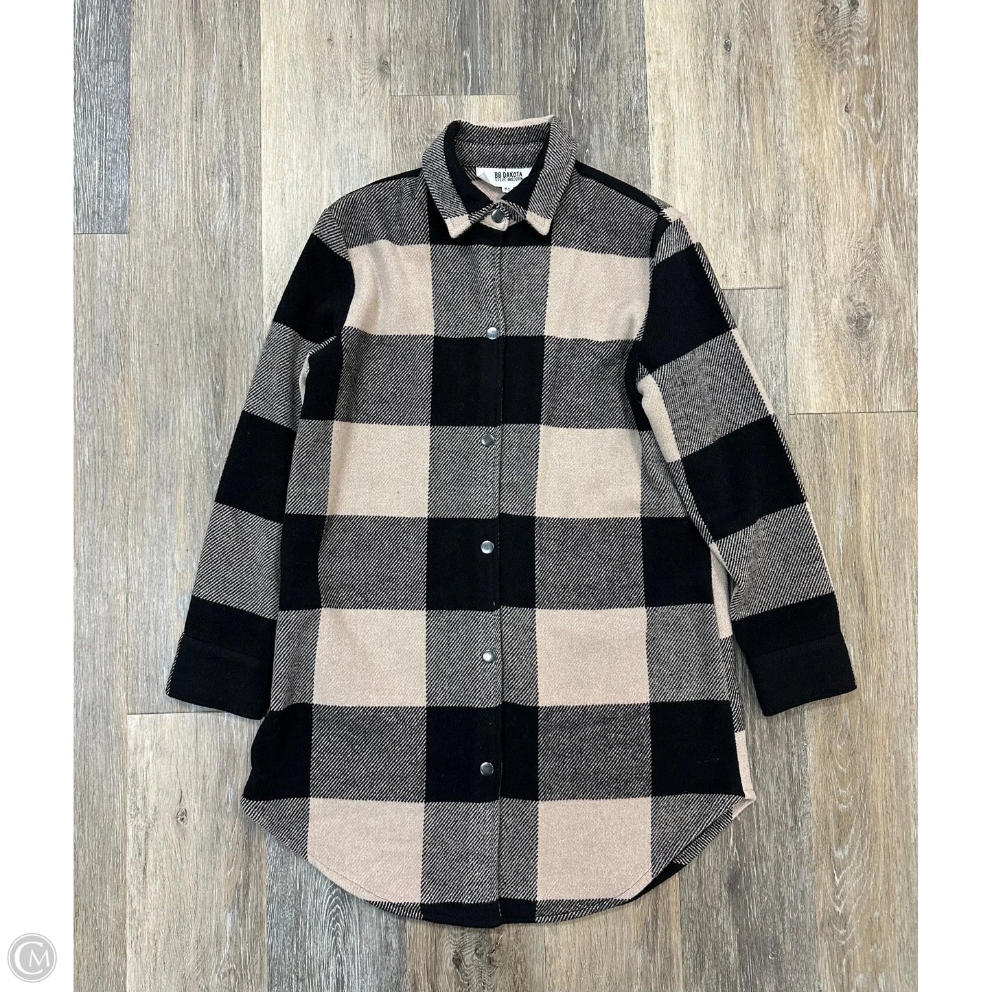 Jacket Shirt By Steve Madden In Black & Tan, Size: Xs