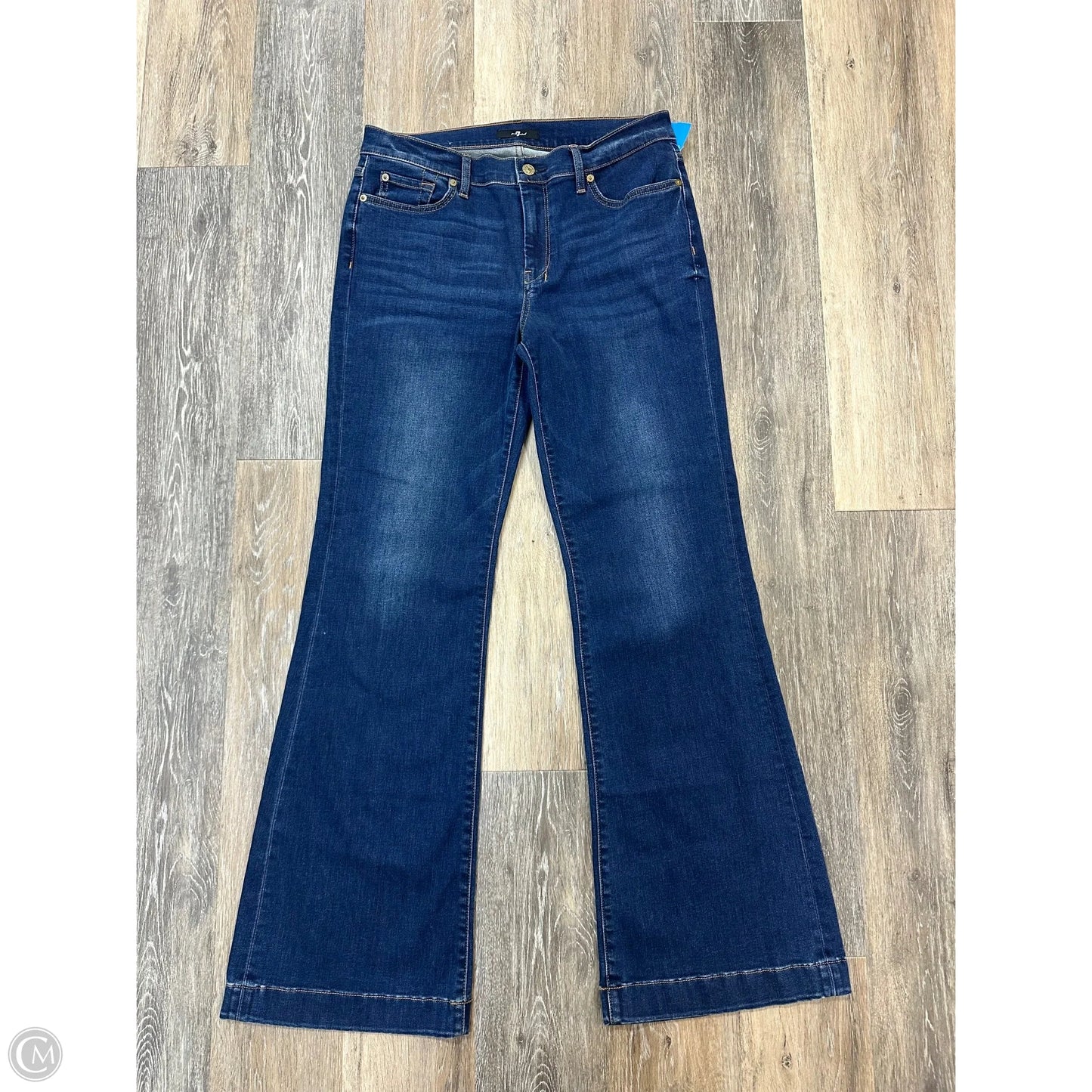 Jeans Wide Leg By 7 For All Mankind In Blue Denim, Size: 12