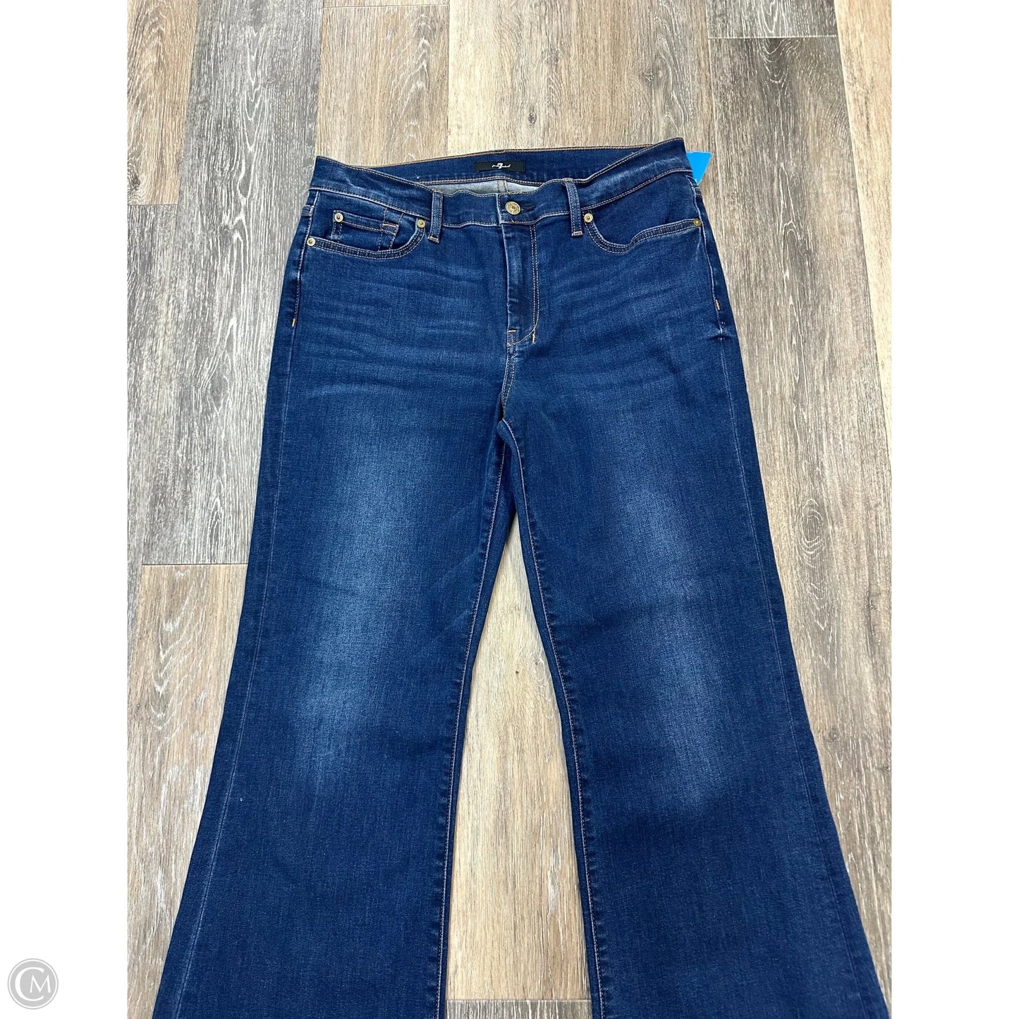 Jeans Wide Leg By 7 For All Mankind In Blue Denim, Size: 12