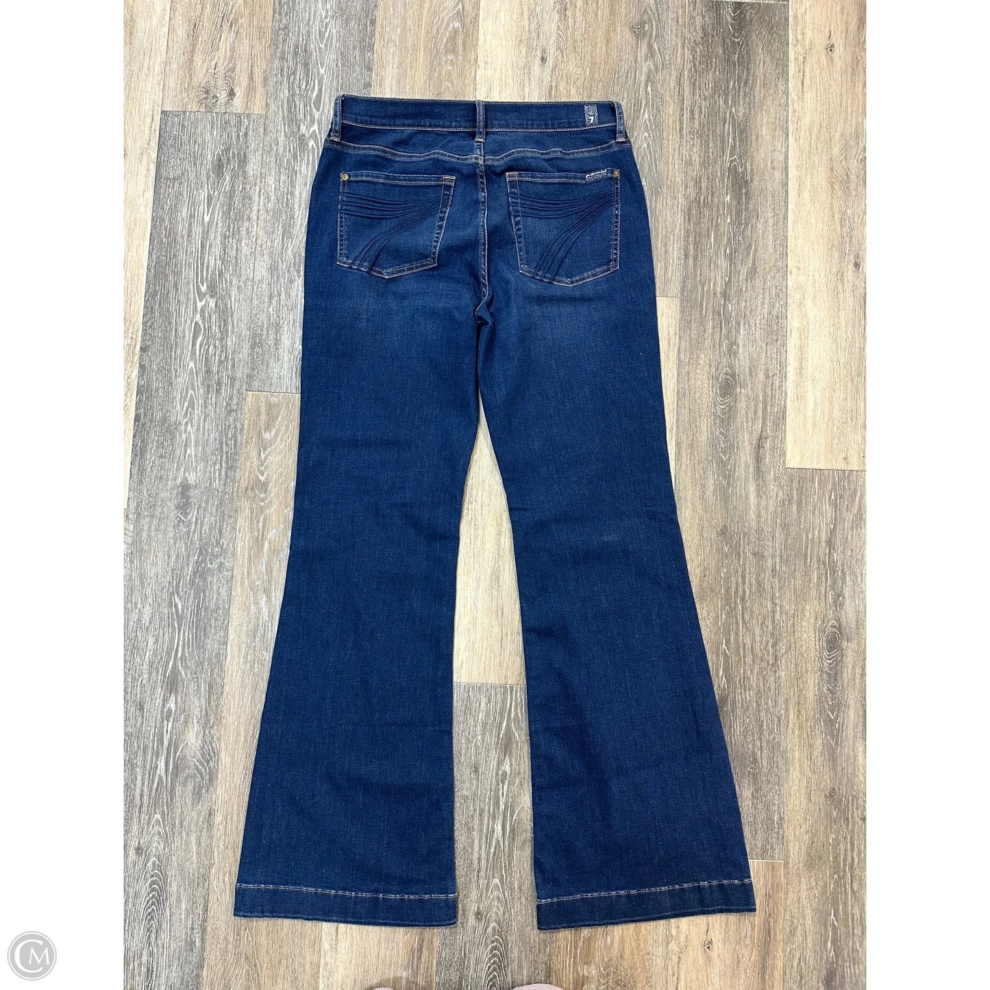 Jeans Wide Leg By 7 For All Mankind In Blue Denim, Size: 12