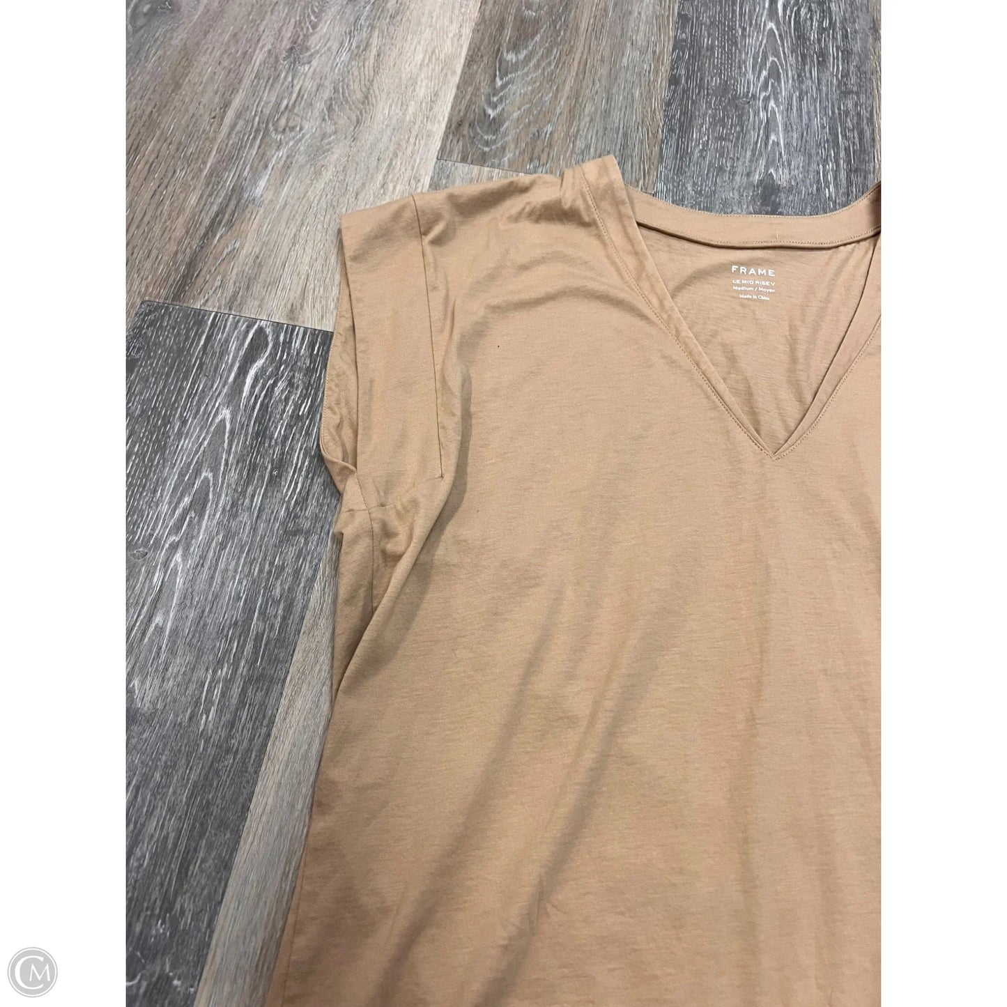 Top Short Sleeve By Frame In Tan, Size: M