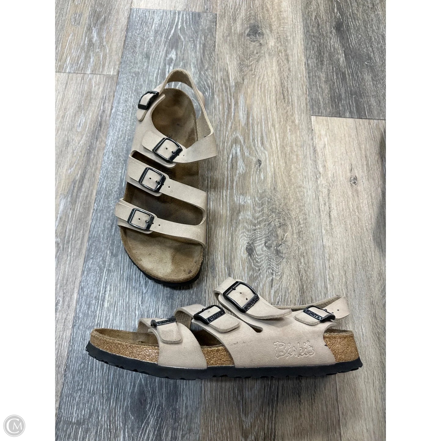 Sandals Flats By Birkenstock In Beige, Size: 9
