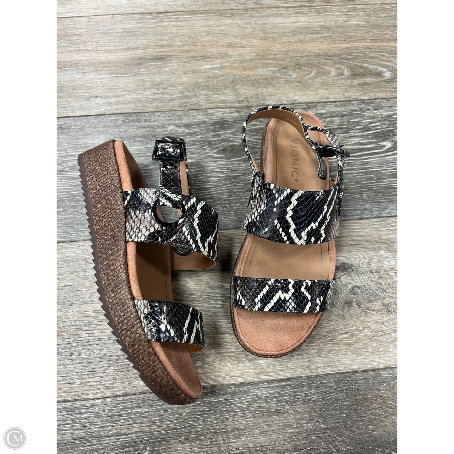 Sandals Flats By Vionic In Snakeskin Print, Size: 7