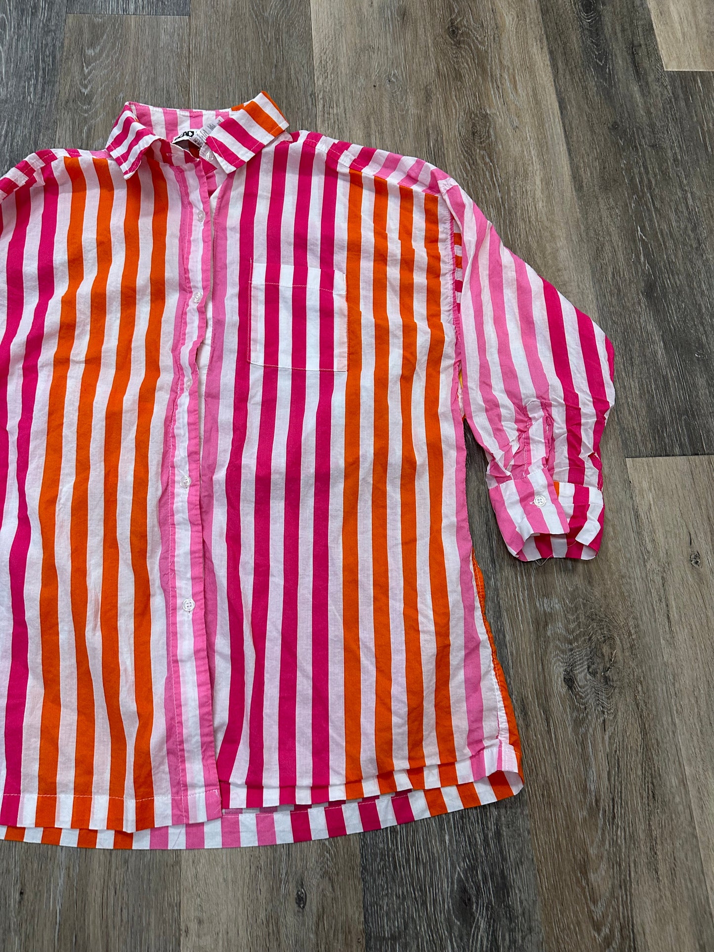 Blouse Long Sleeve Cover up By Beach Riot In Striped Pattern, Size: S