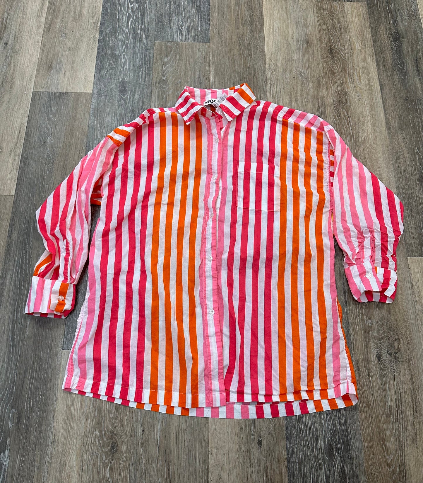 Blouse Long Sleeve Cover up By Beach Riot In Striped Pattern, Size: S