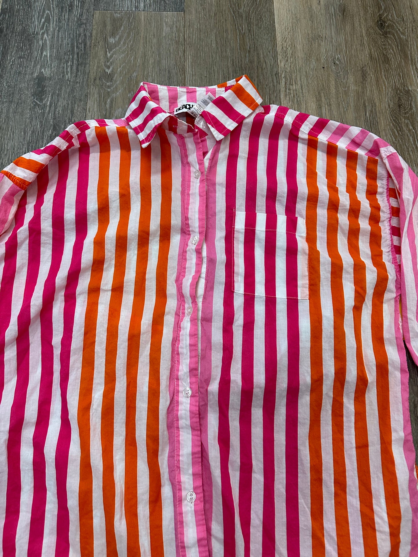 Blouse Long Sleeve Cover up By Beach Riot In Striped Pattern, Size: S