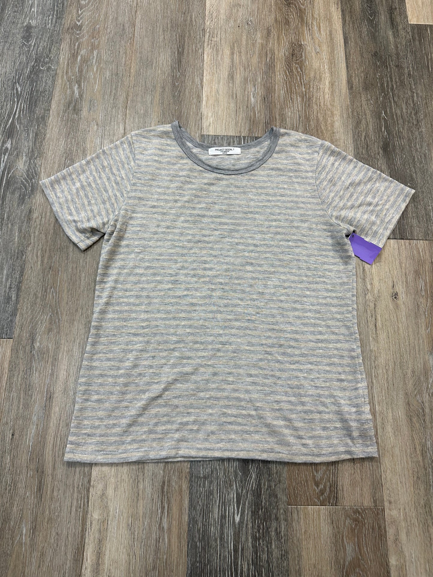 Top Short Sleeve By Project Social Tee In Striped Pattern, Size: M