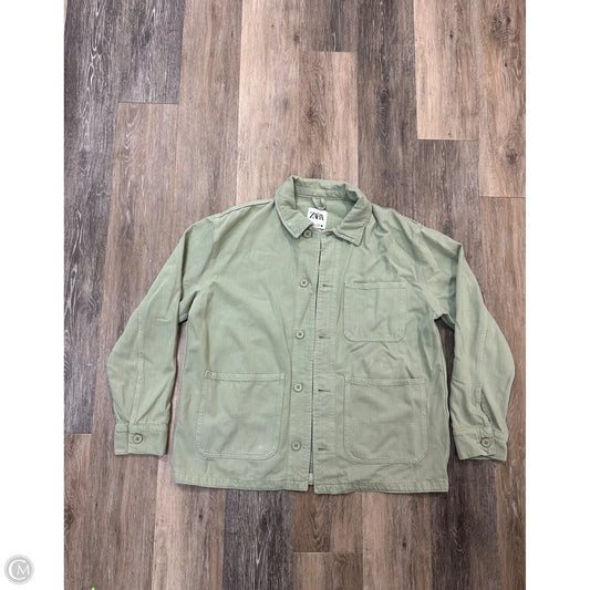 Jacket Shirt By Zara In Green, Size: L