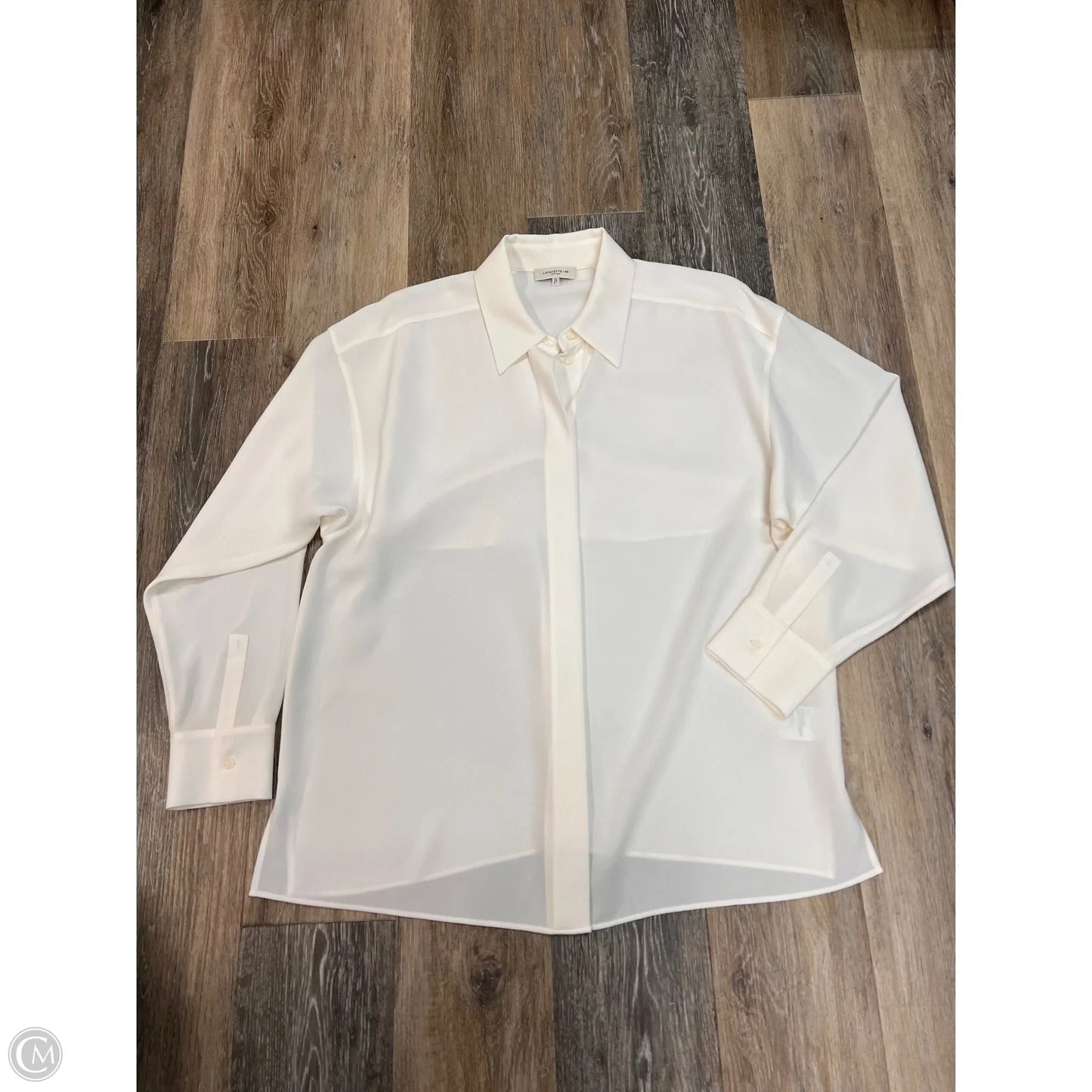 Blouse Designer By Lafayette 148 In Cream, Size: L