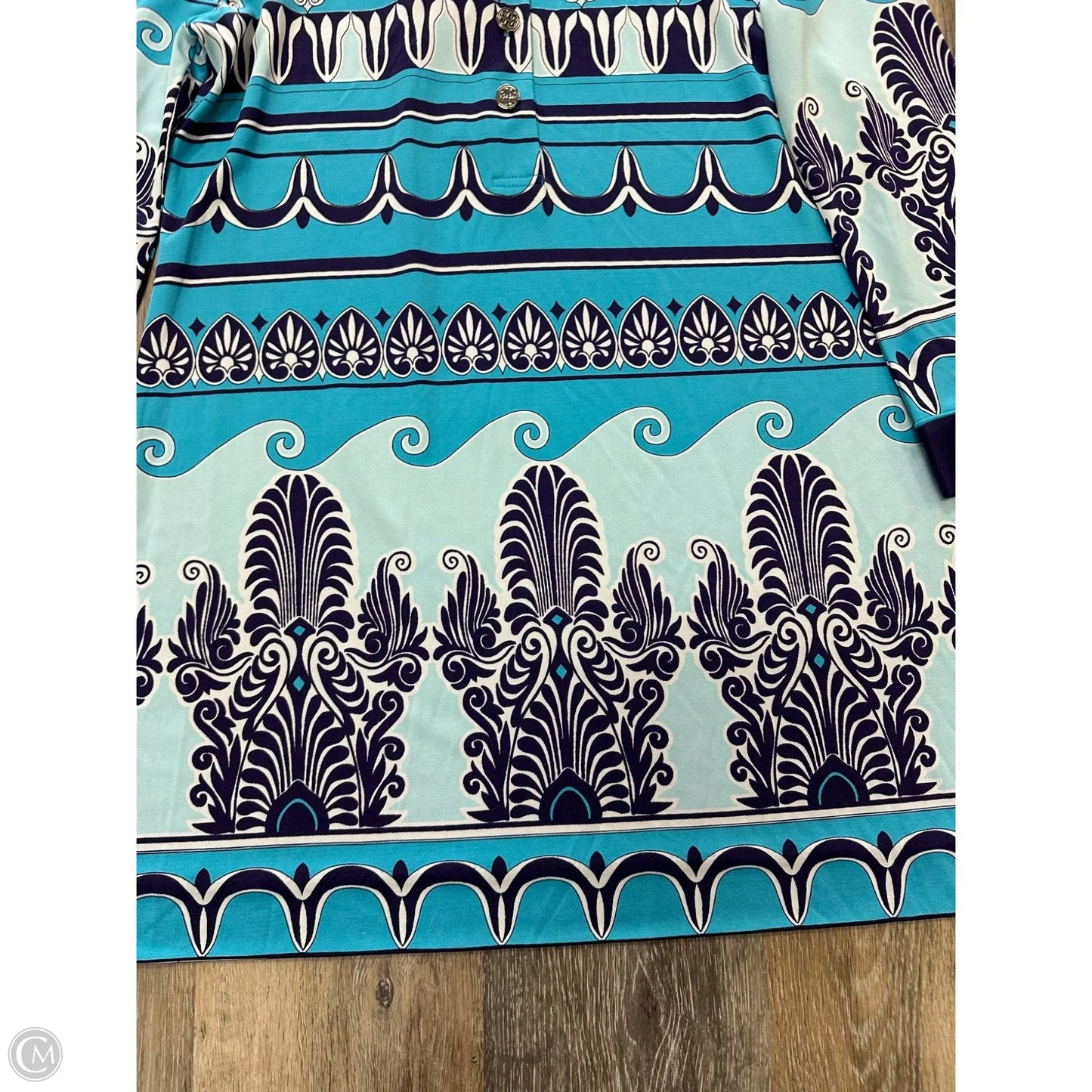 Blouse Designer By Tory Burch In Blue, Size: L