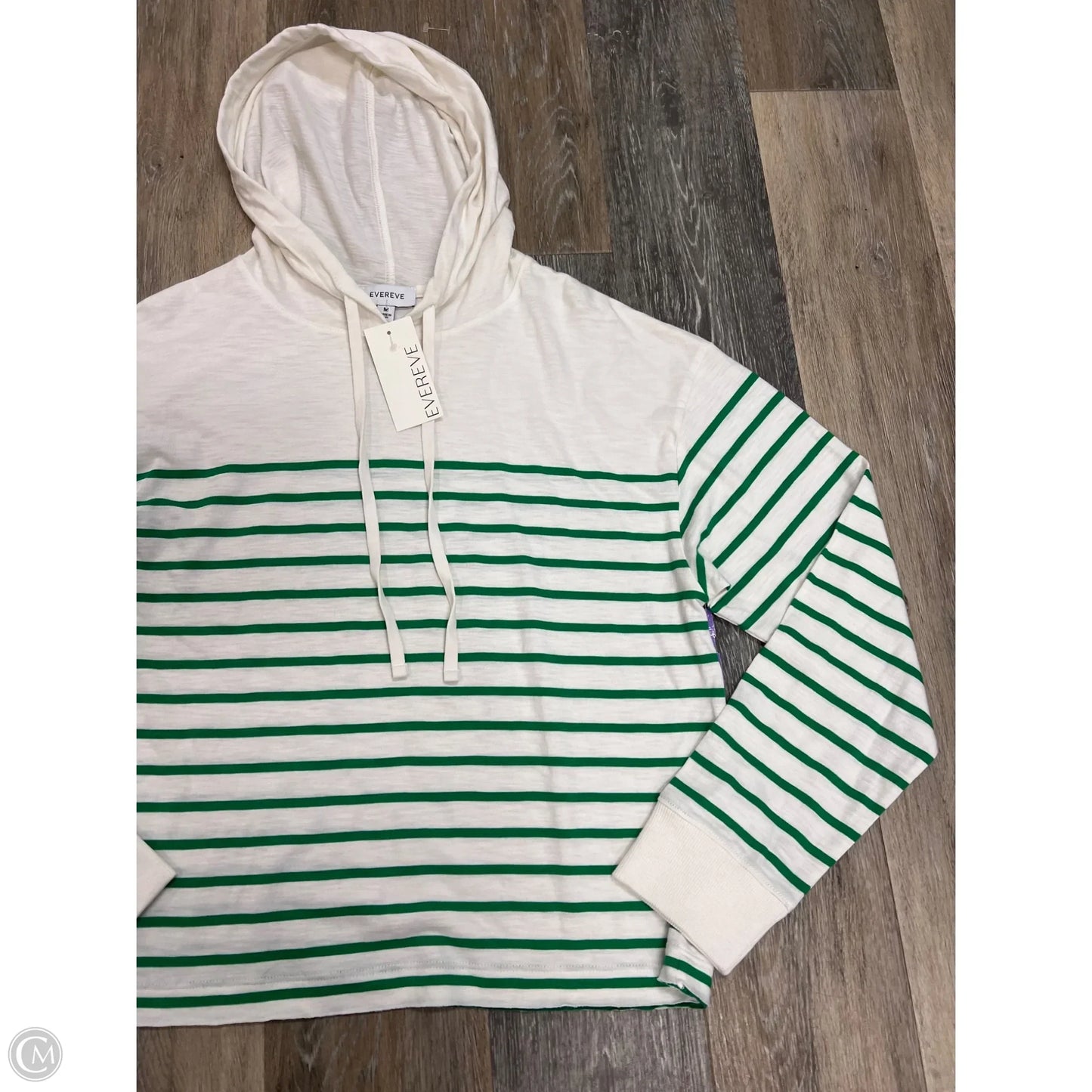 Top Long Sleeve By Evereve In Striped Pattern, Size: M