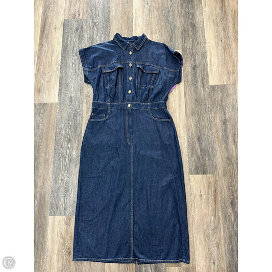 Dress Casual Midi By Loft In Blue Denim, Size: 14
