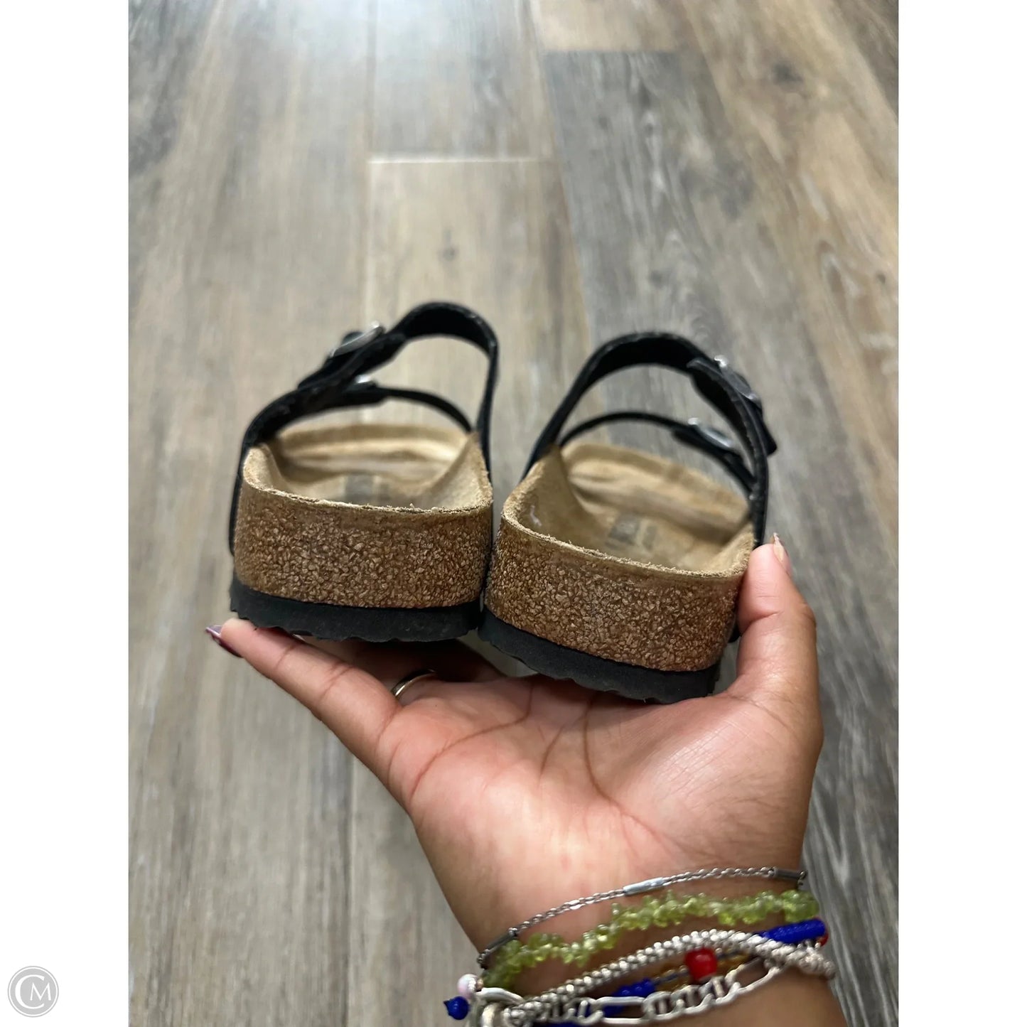 Sandals Flats By Birkenstock In Black, Size: 10