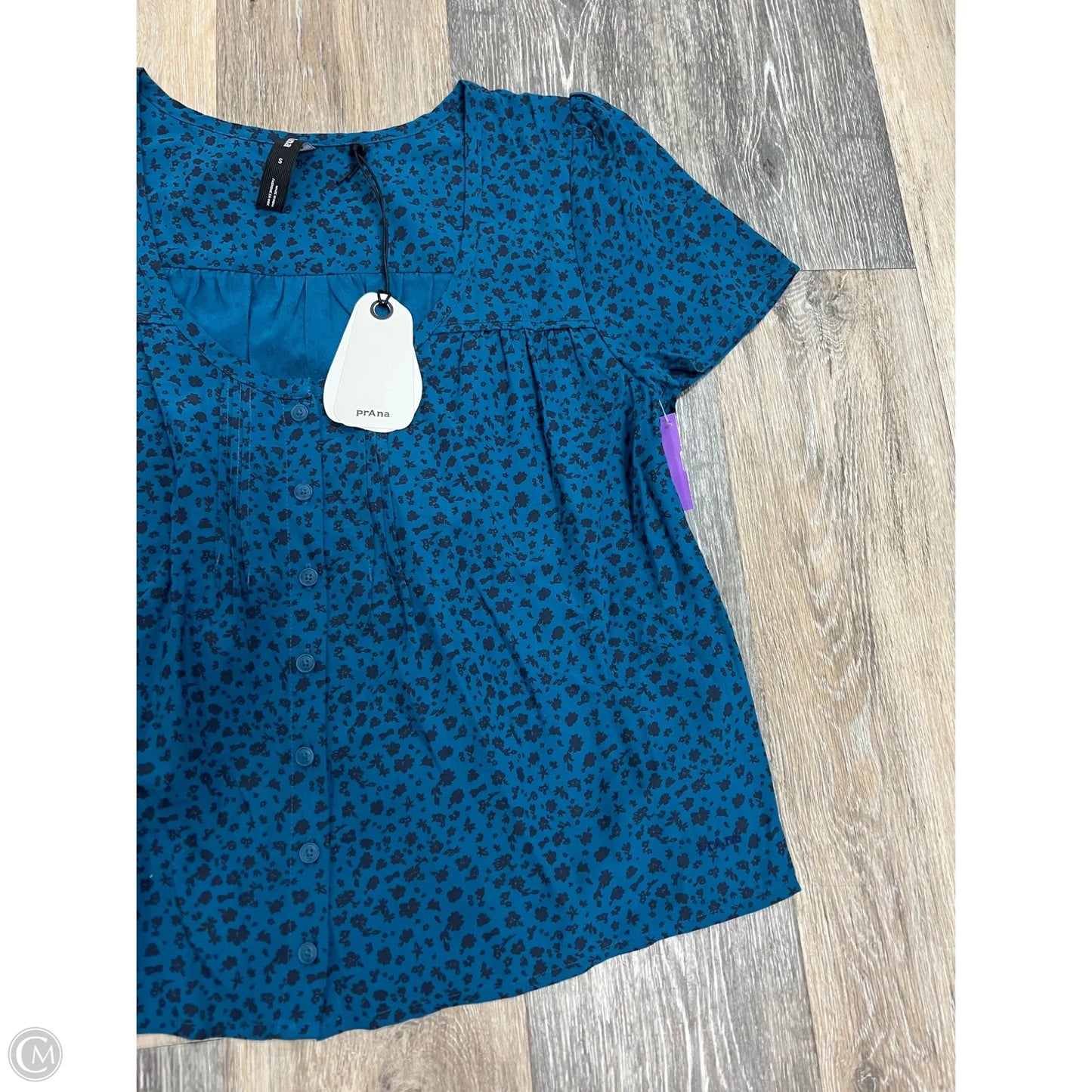 Blouse Short Sleeve By Prana In Blue, Size: S