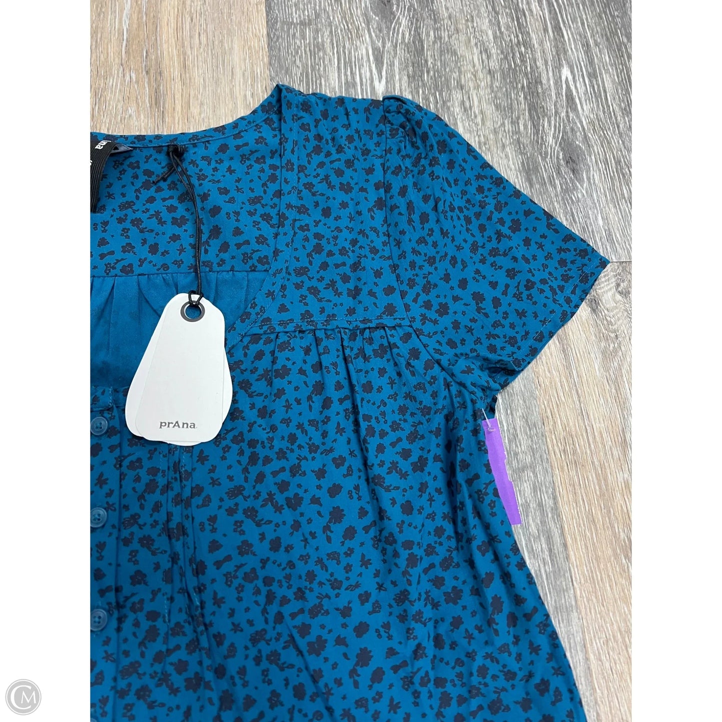 Blouse Short Sleeve By Prana In Blue, Size: S