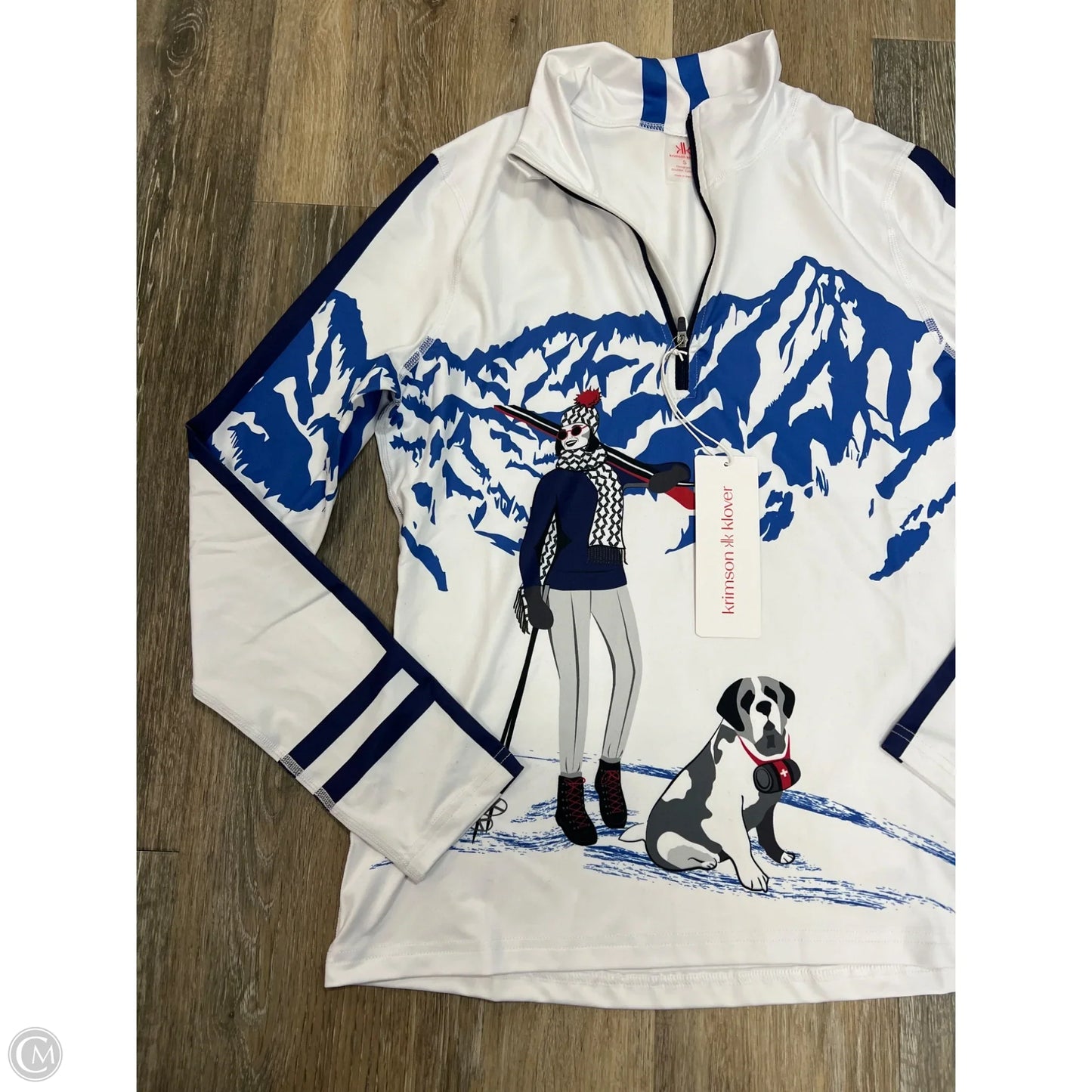 Athletic Top Long Sleeve  By Krimson Klover In Blue & White, Size: S