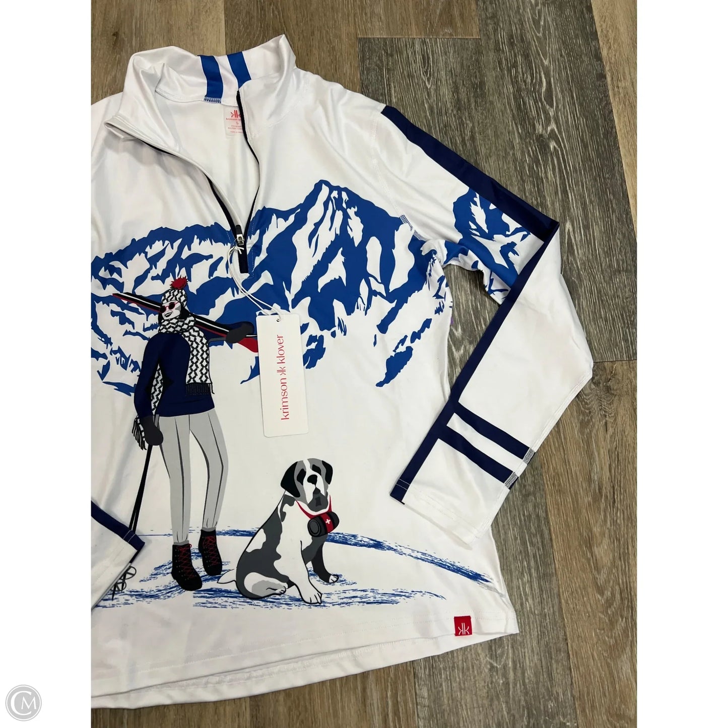 Athletic Top Long Sleeve  By Krimson Klover In Blue & White, Size: S
