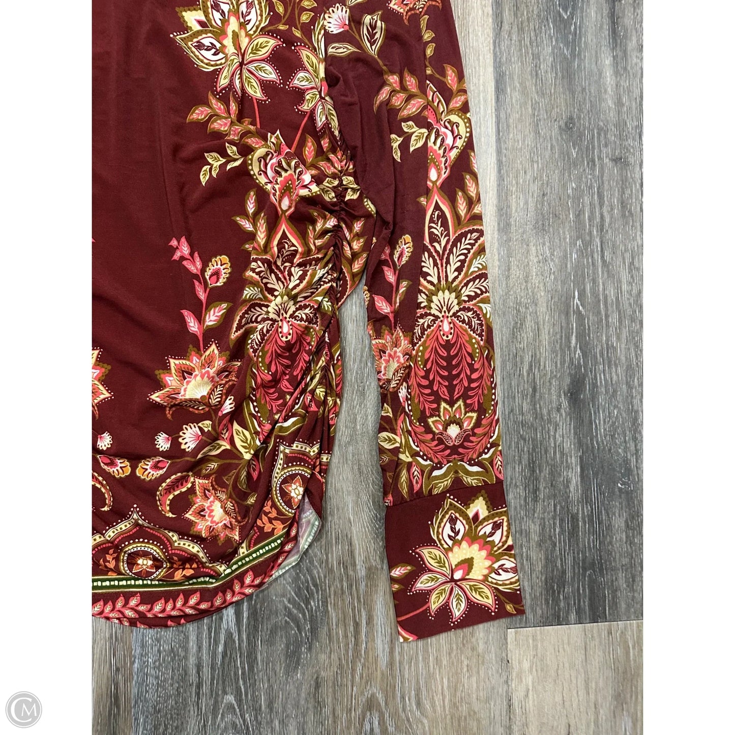 Top Long Sleeve By Farm Rio In Floral Print, Size: L