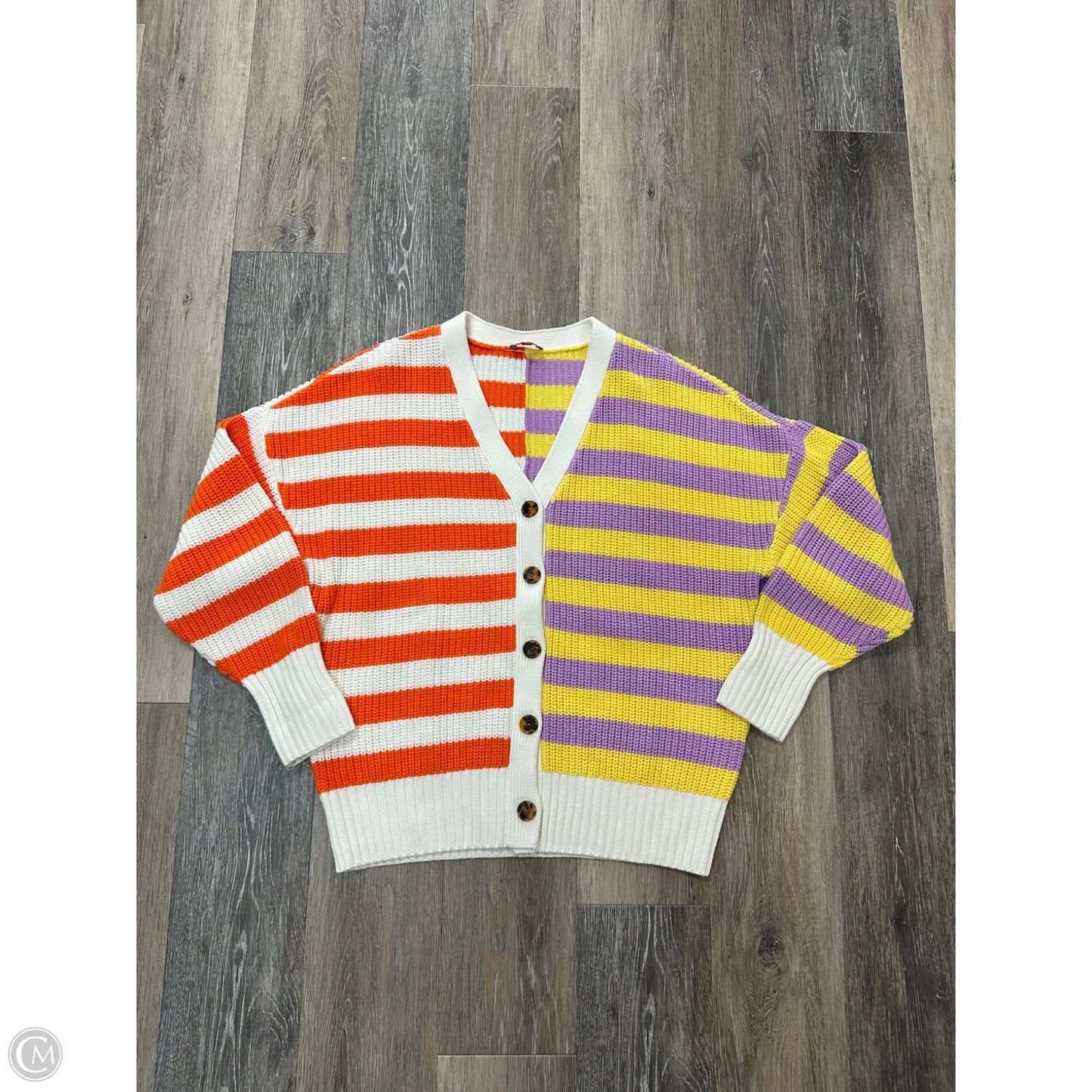 Sweater Cardigan By Staud In Striped Pattern, Size: L