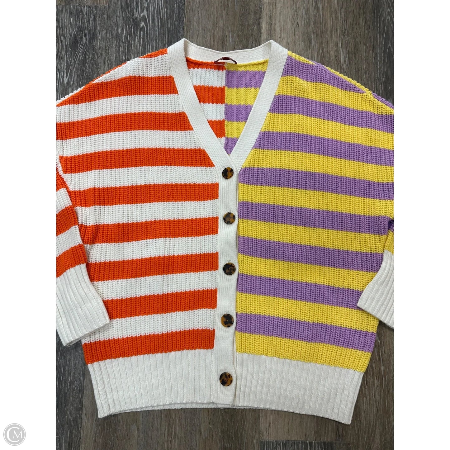 Sweater Cardigan By Staud In Striped Pattern, Size: L