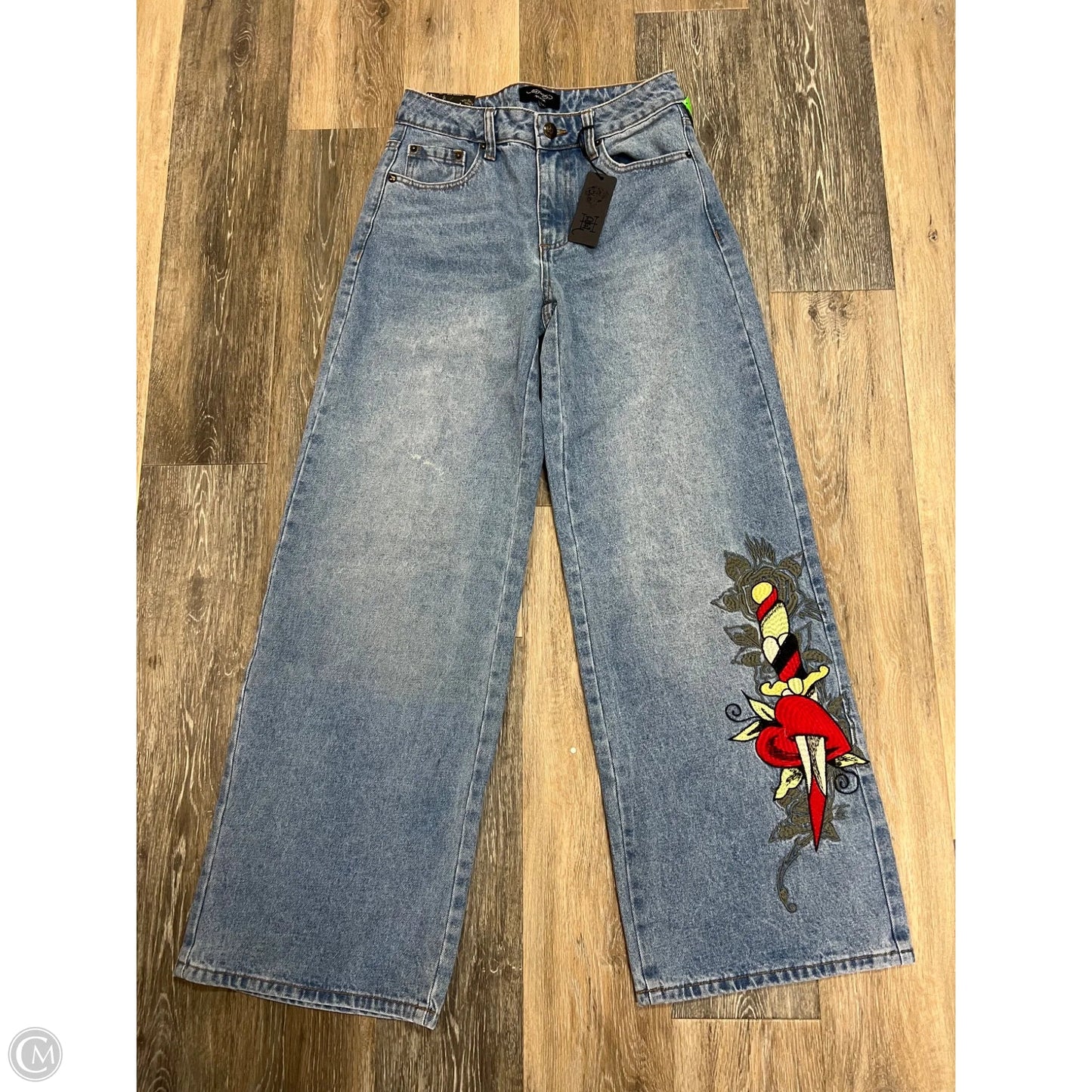 Jeans Straight By Ed Hardy In Blue Denim, Size: 2