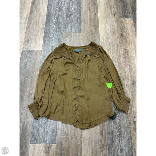 Blouse Long Sleeve By Anthropologie In Green, Size: S