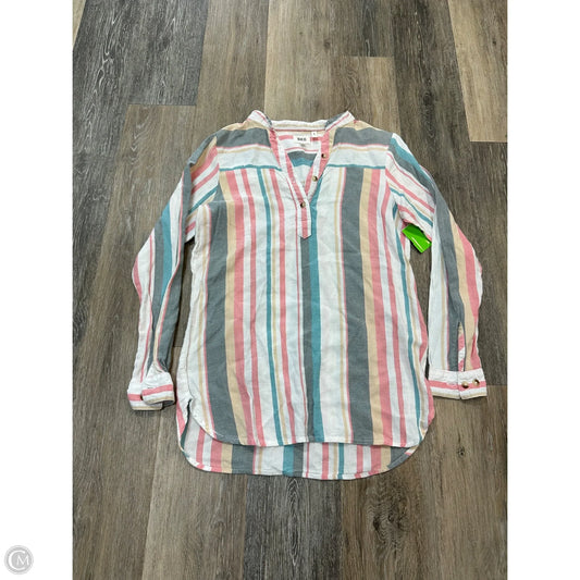 Blouse Long Sleeve By Bke In Striped Pattern, Size: Xs