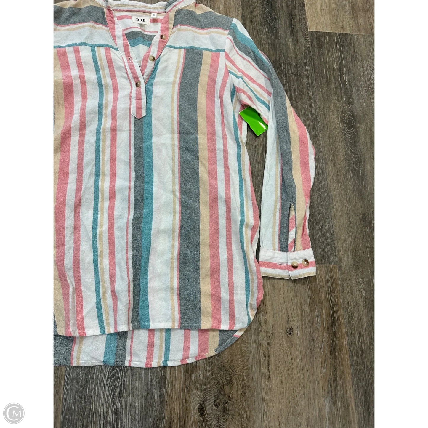 Blouse Long Sleeve By Bke In Striped Pattern, Size: Xs