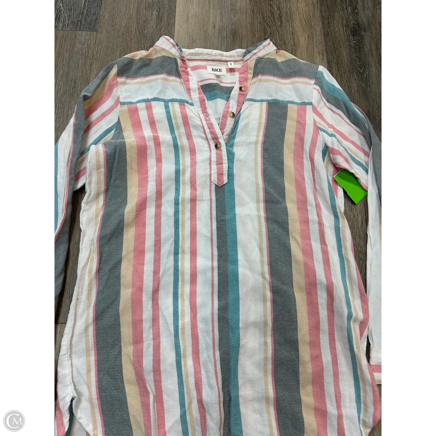 Blouse Long Sleeve By Bke In Striped Pattern, Size: Xs