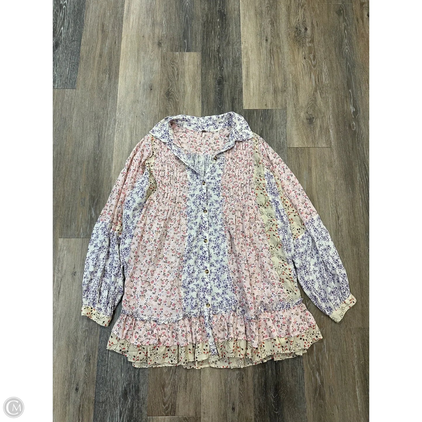 Blouse Long Sleeve By Free People In Floral Print, Size: S