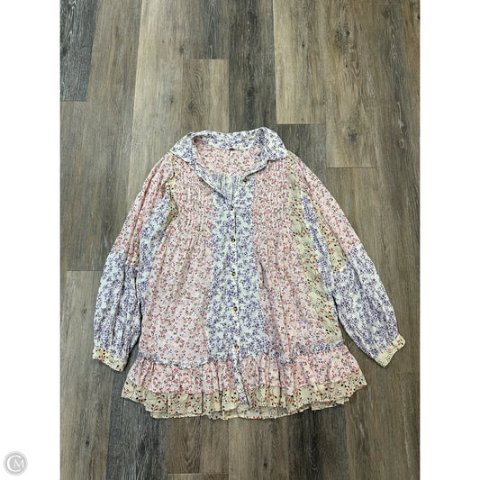 Blouse Long Sleeve By Free People In Floral Print, Size: S