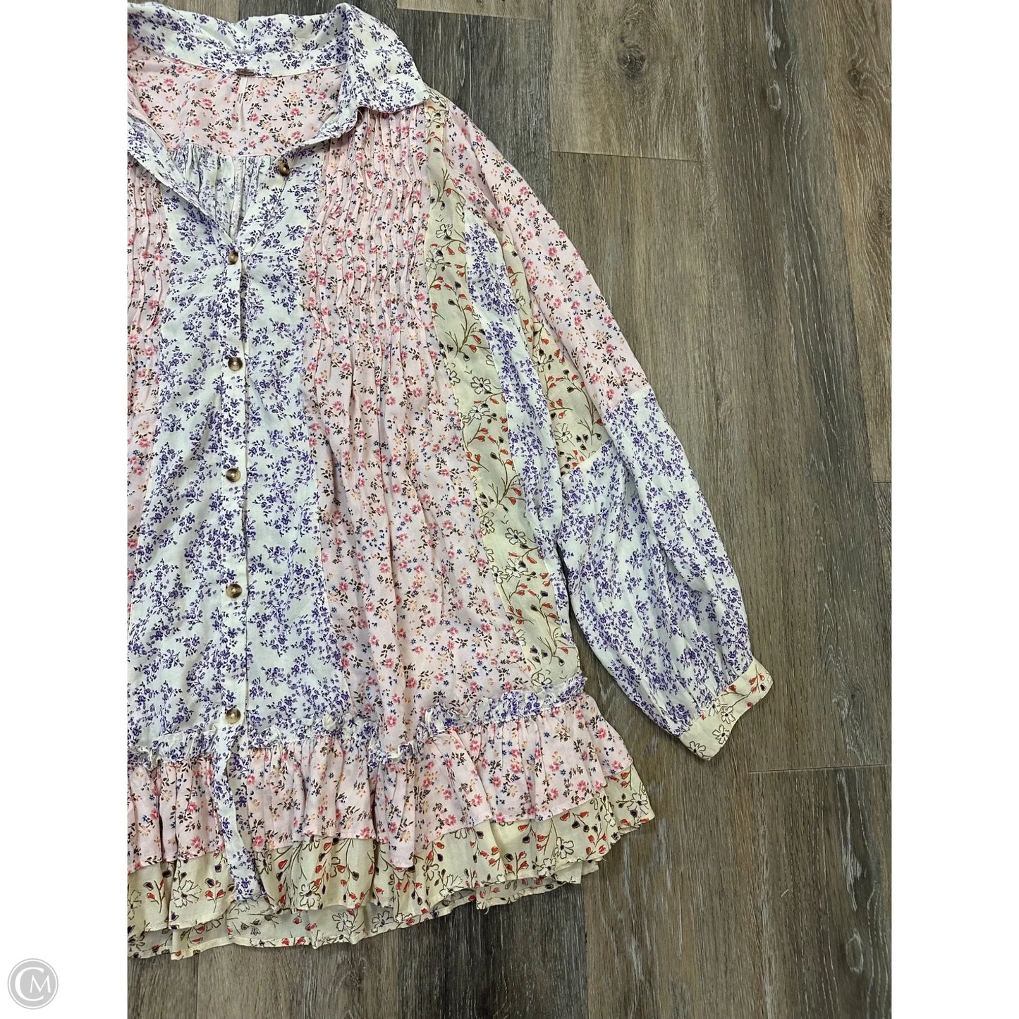 Blouse Long Sleeve By Free People In Floral Print, Size: S