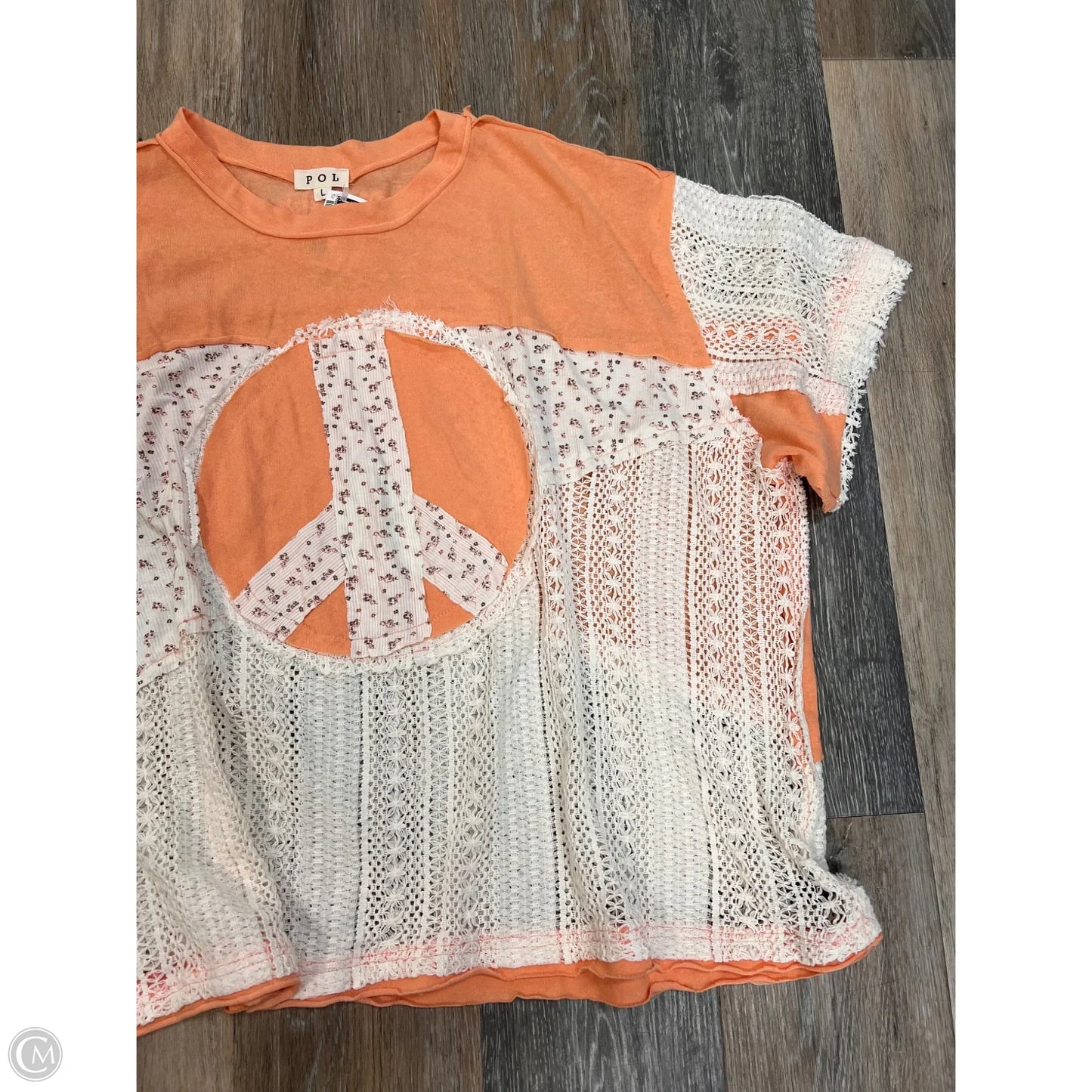 Top Short Sleeve By Pol In Peach, Size: L