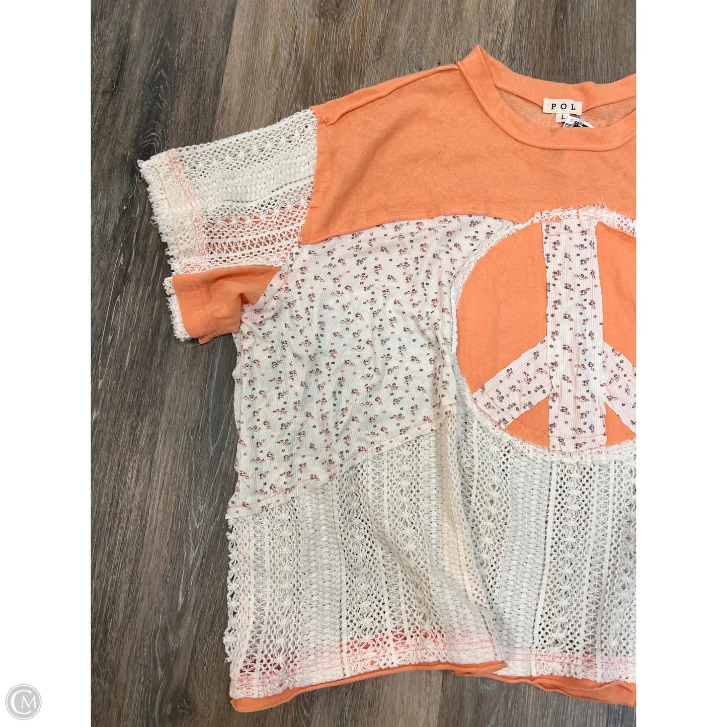 Top Short Sleeve By Pol In Peach, Size: L