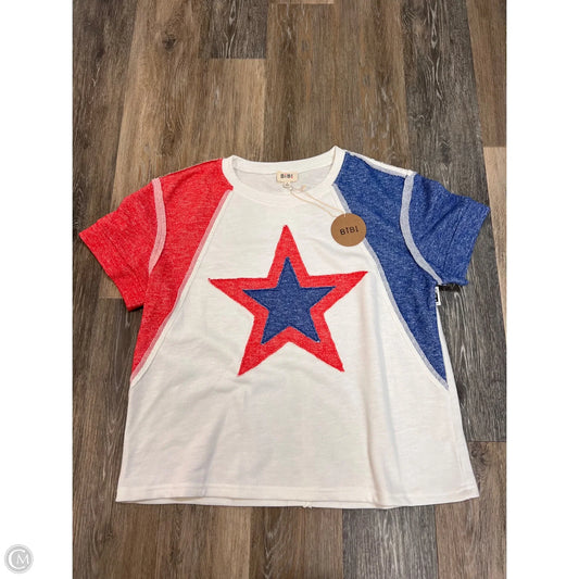Top Short Sleeve By Bibi In Red & White, Size: L