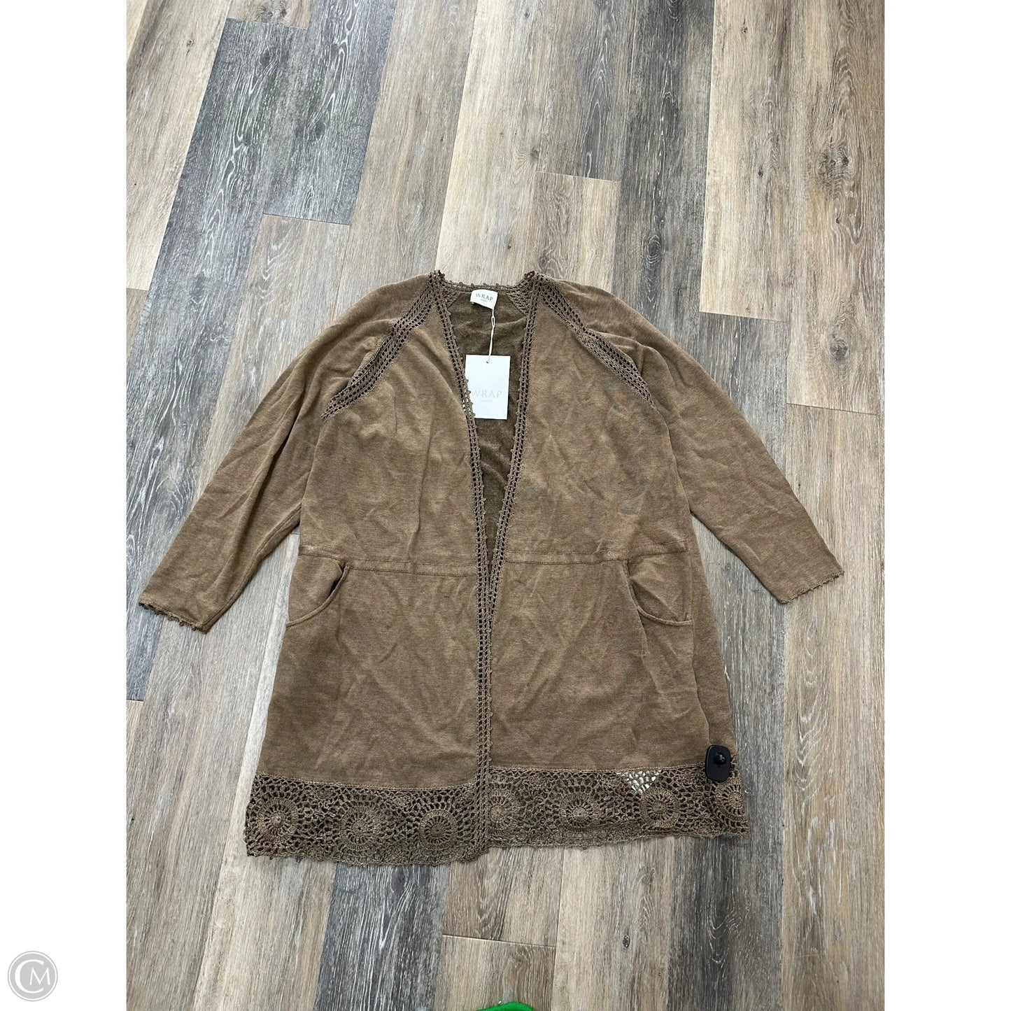 Sweater Cardigan By Wrap In Beige, Size: 18