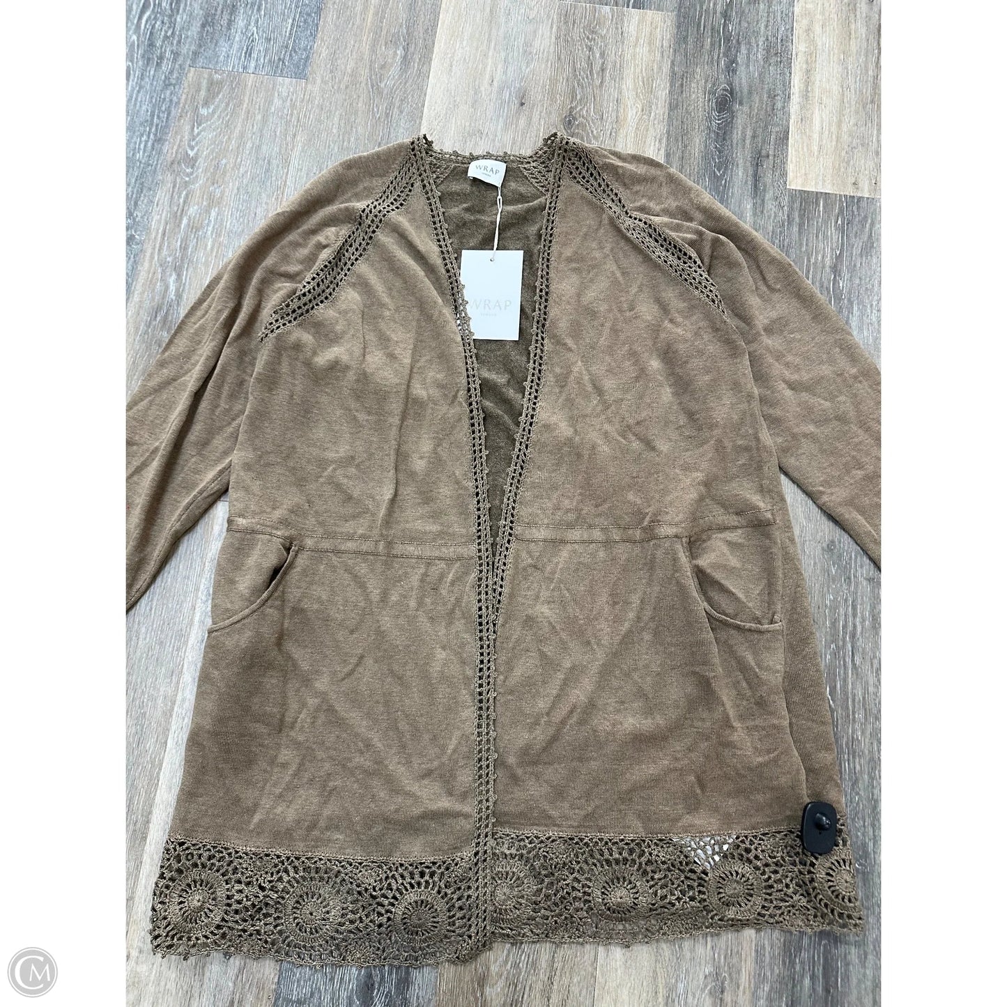 Sweater Cardigan By Wrap In Beige, Size: 18