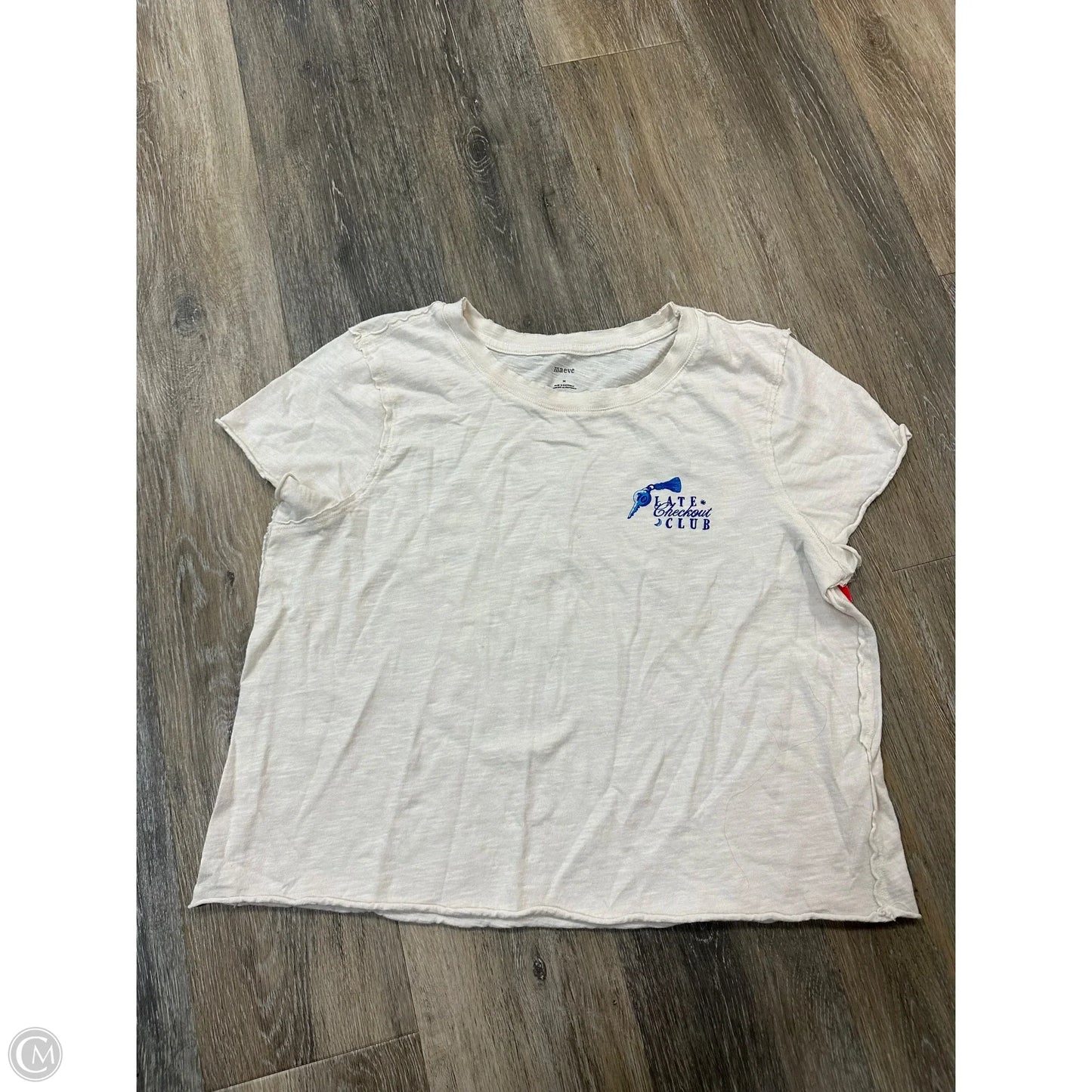 Top Short Sleeve By Maeve In Blue & Cream, Size: M