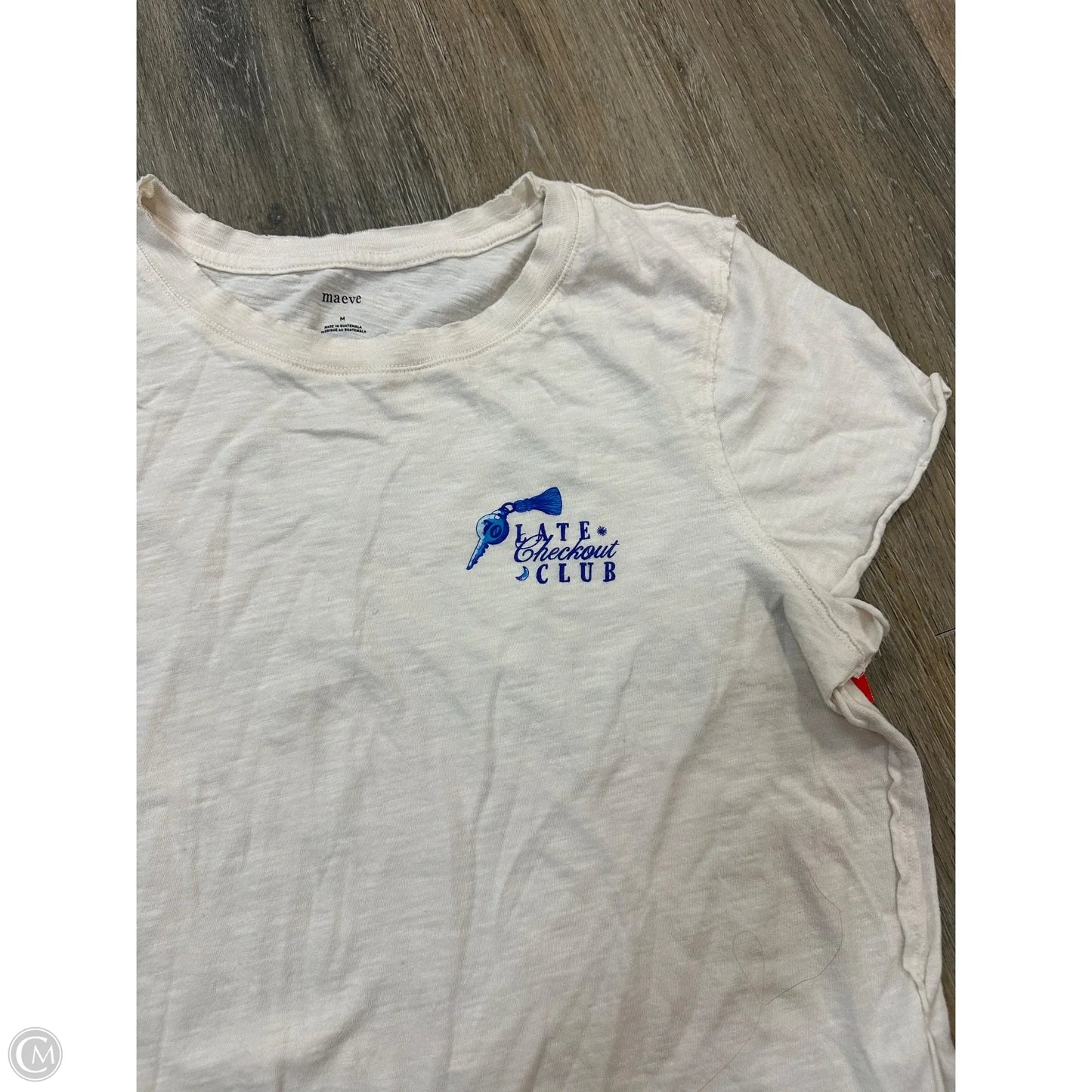 Top Short Sleeve By Maeve In Blue & Cream, Size: M