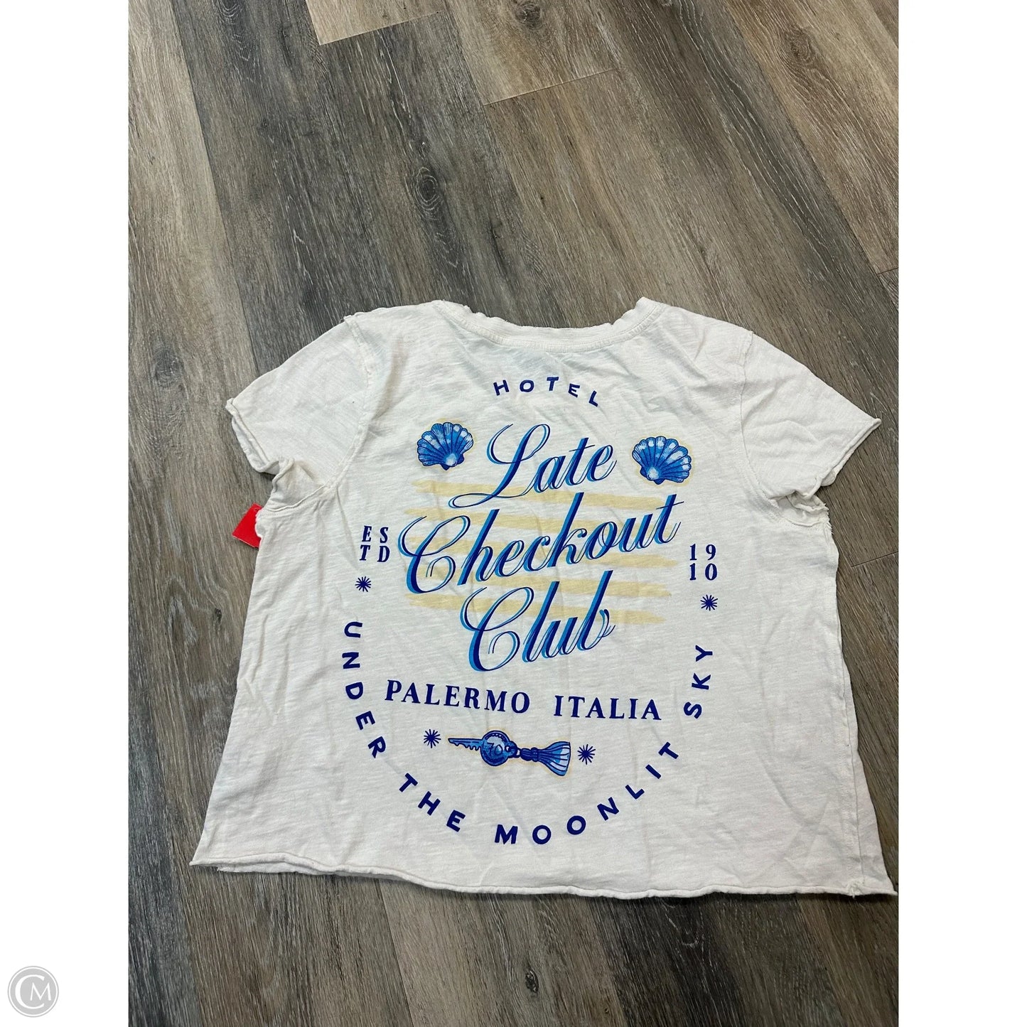 Top Short Sleeve By Maeve In Blue & Cream, Size: M