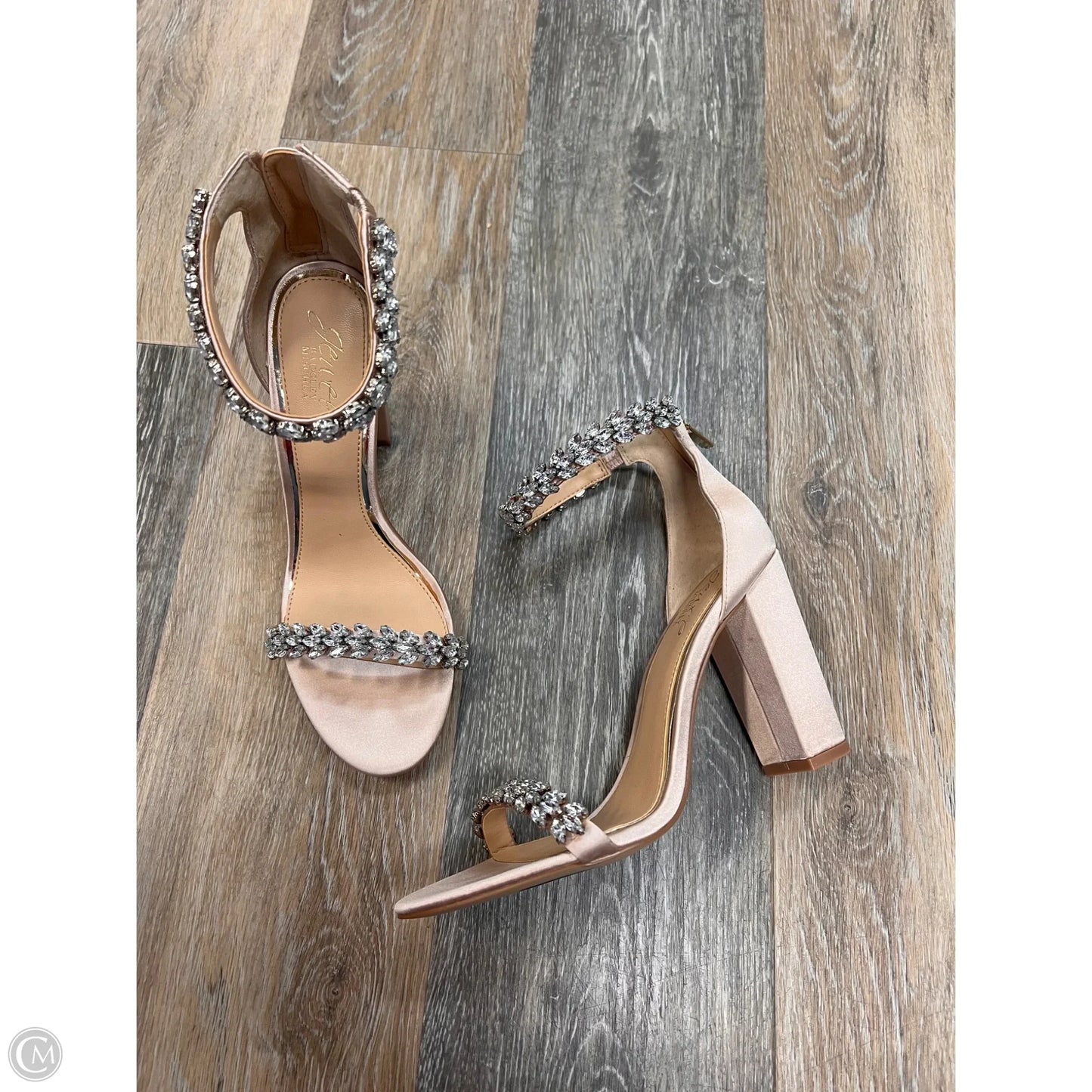 Sandals Heels Block By Badgley Mischka In Cream, Size: 8