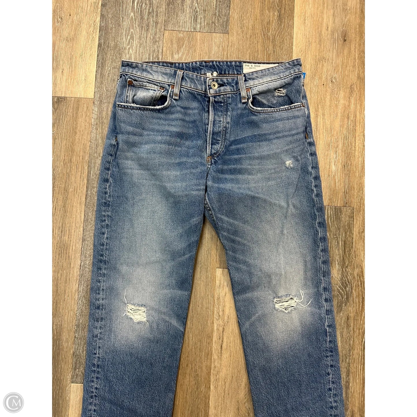 Jeans Straight By Rag And Bone In Blue Denim, Size: 8