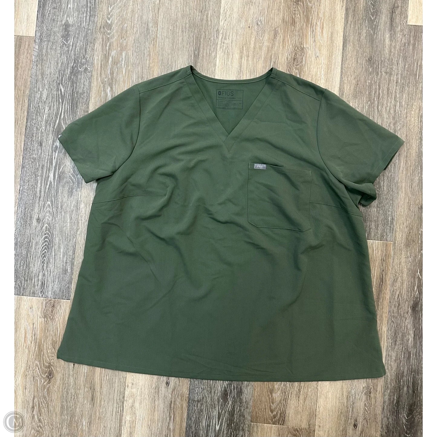Scrub Top Short Sleeve By Figs In Green, Size: 4XL