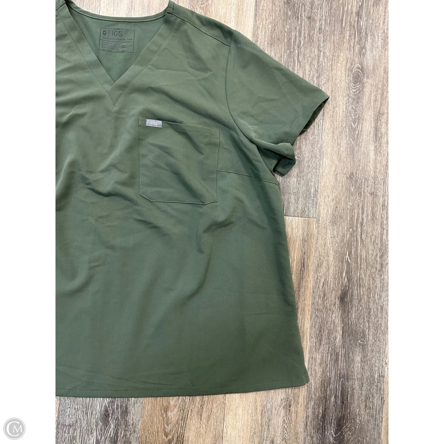 Scrub Top Short Sleeve By Figs In Green, Size: 4XL