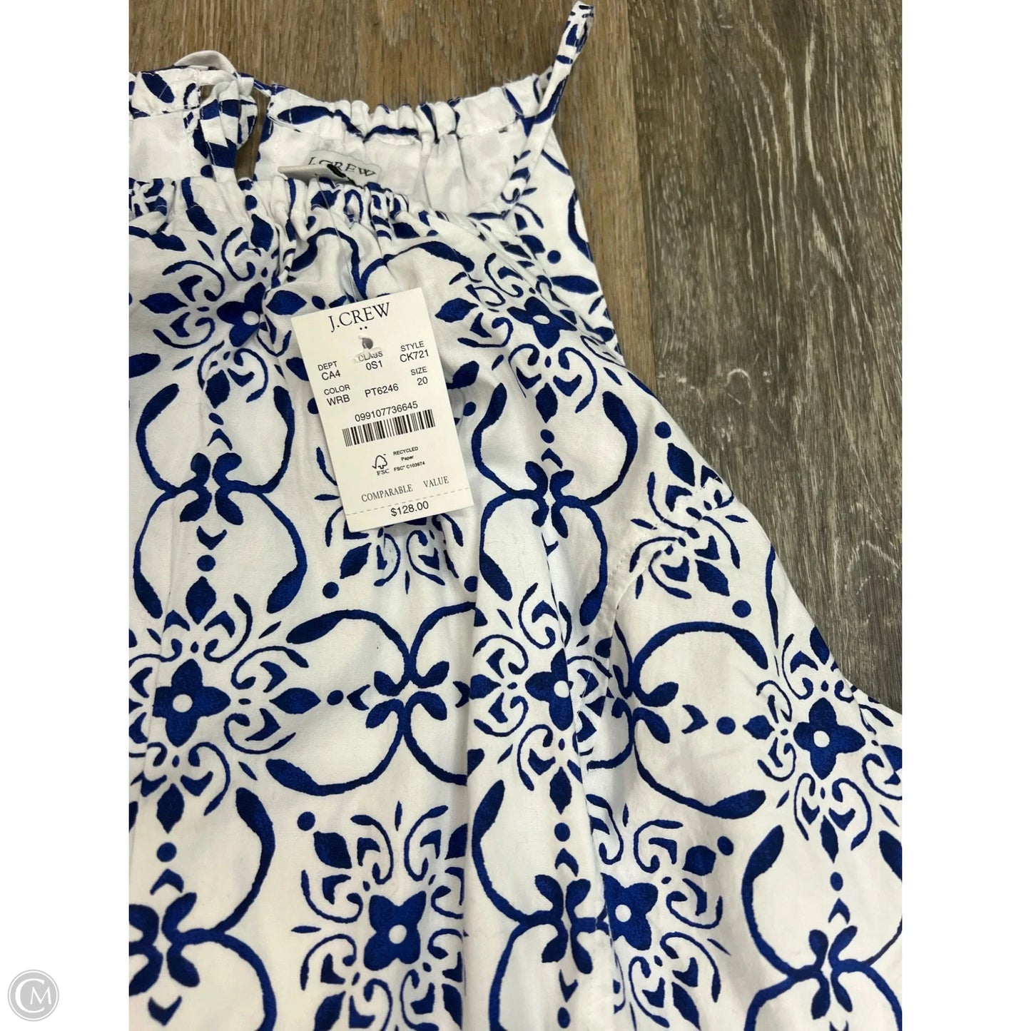 -Dress Casual Maxi By J. Crew In Blue & White, Size: 20