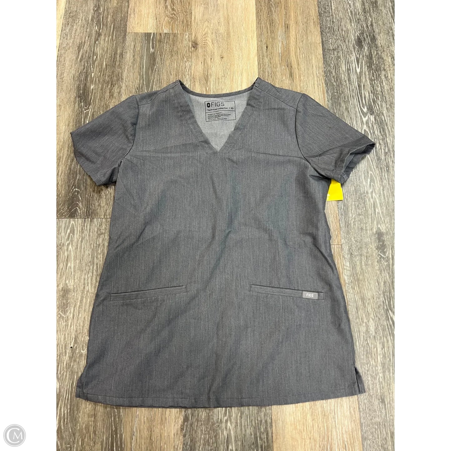 Scrub Top Short Sleeve By Figs In Grey, Size: Xs