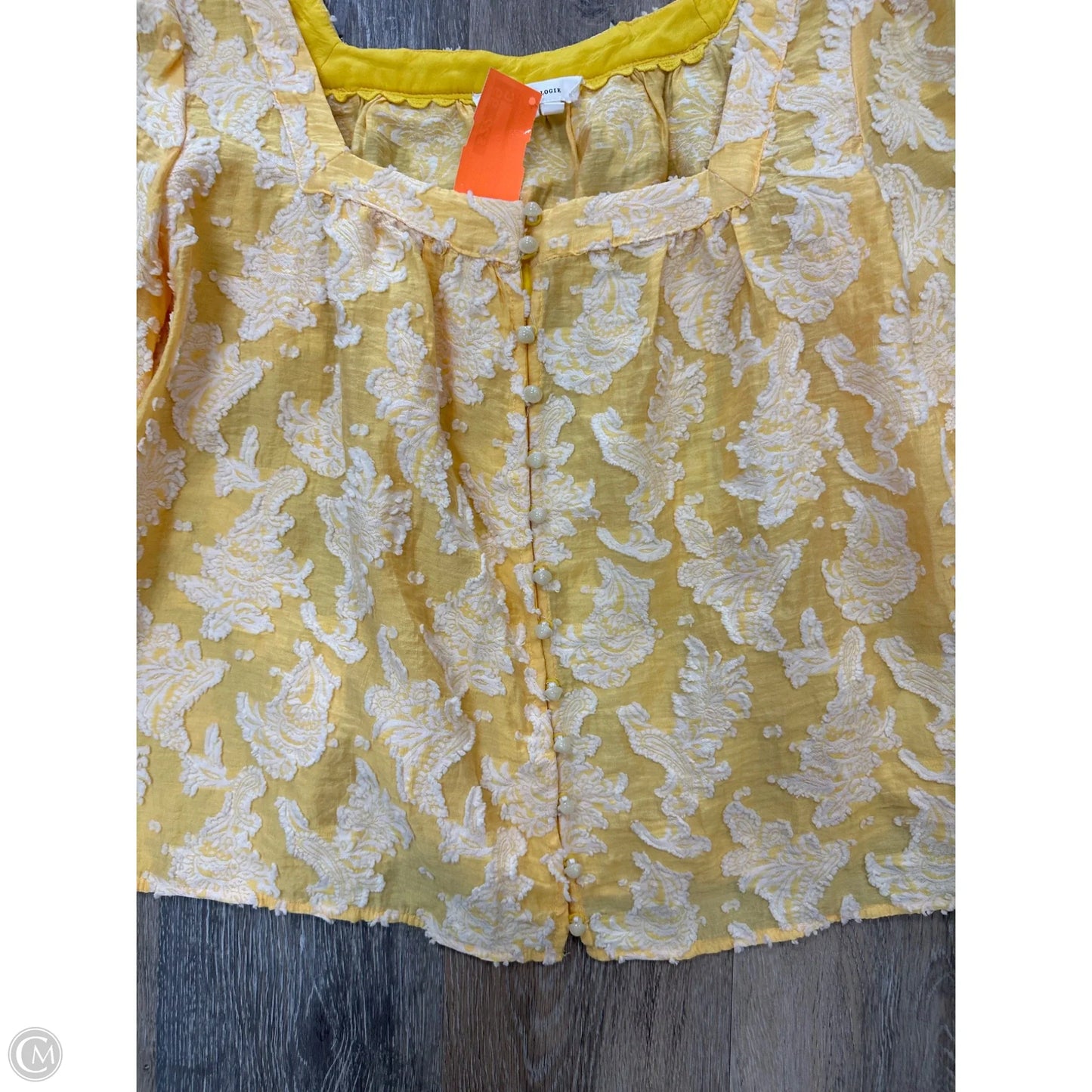Blouse Long Sleeve By Anthropologie In Yellow, Size: S