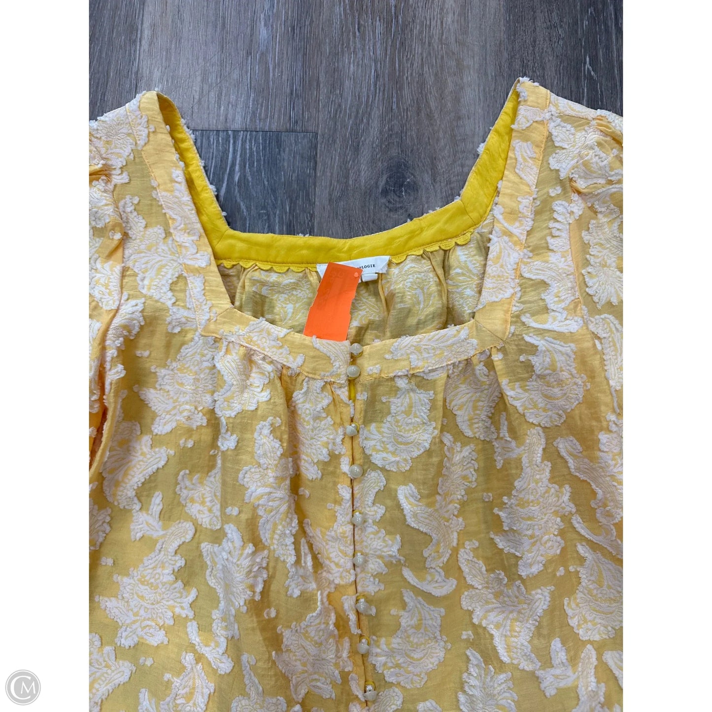 Blouse Long Sleeve By Anthropologie In Yellow, Size: S
