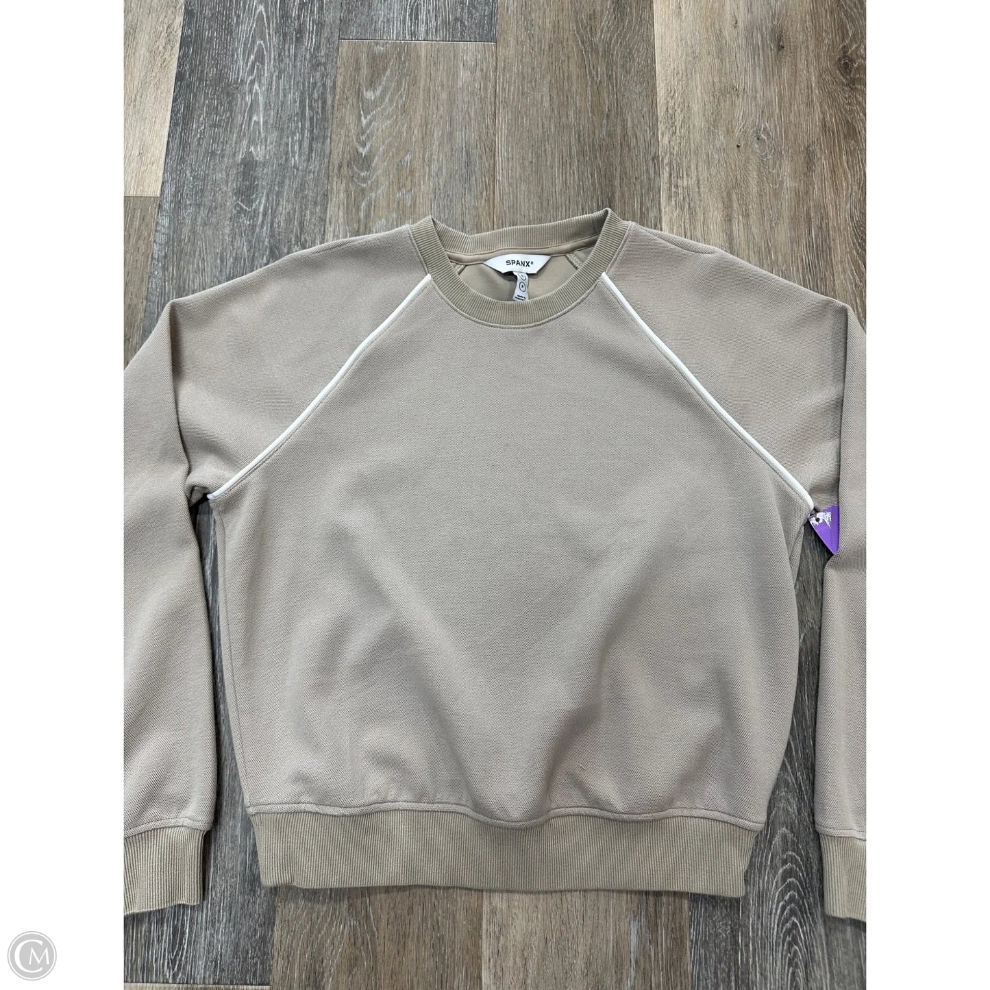 -Athletic Top Long Sleeve Crewneck By Spanx In Beige, Size: S