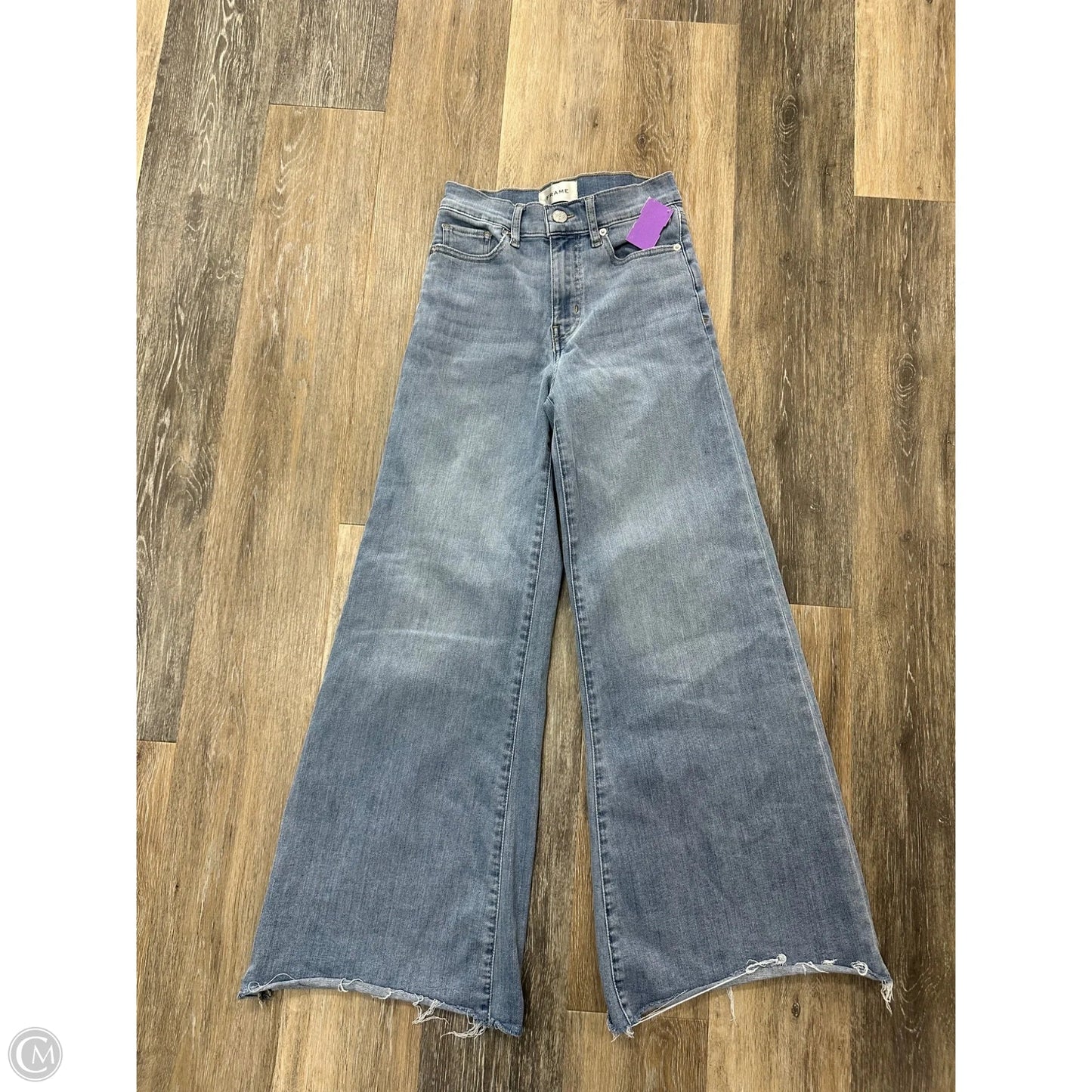 Jeans Wide Leg By Frame In Blue Denim, Size: 0